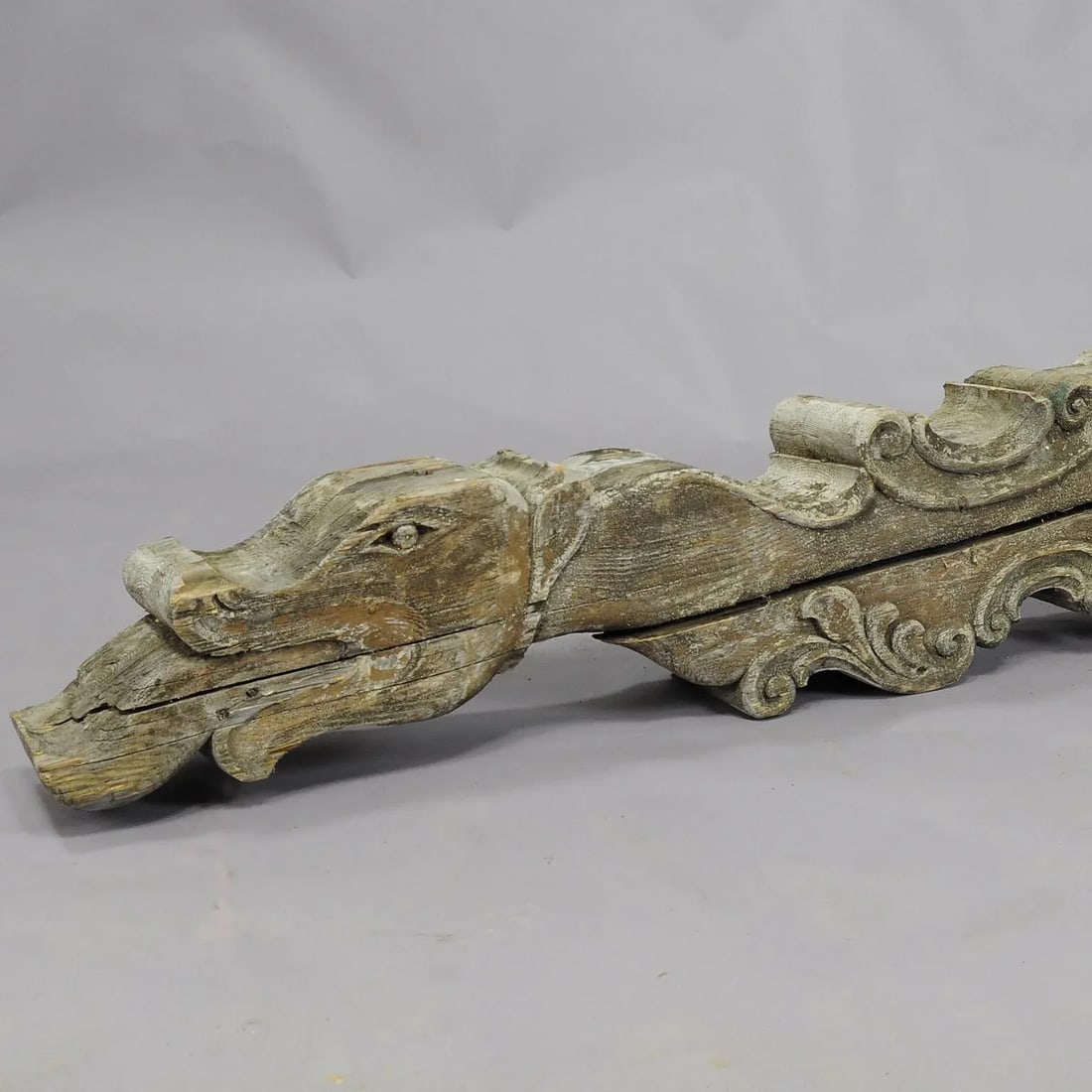 Set of Three Historical Dragon Head Wood Beams - 4