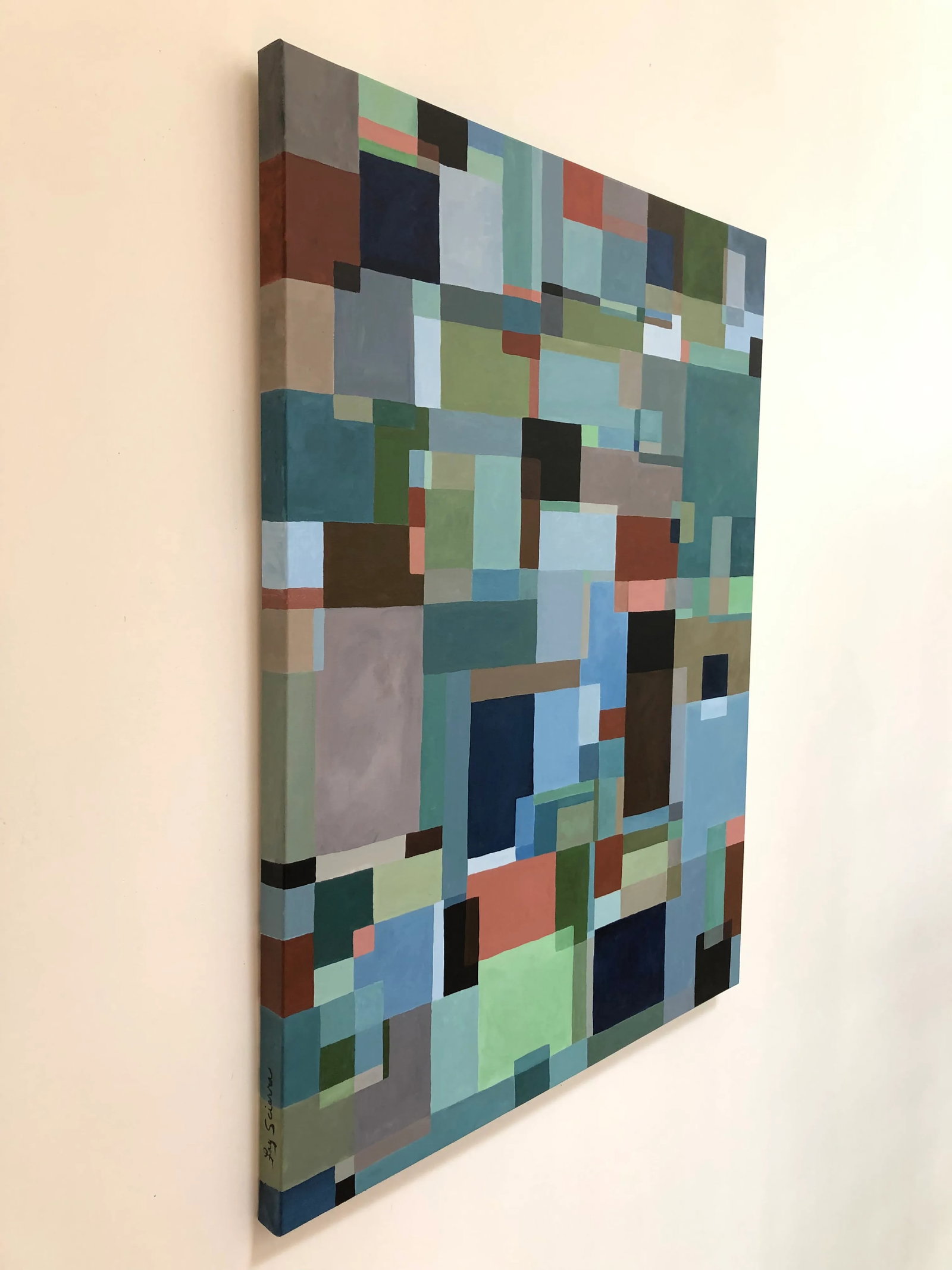 Abstract Painting With Overlapping Rectangles and Squares - 3