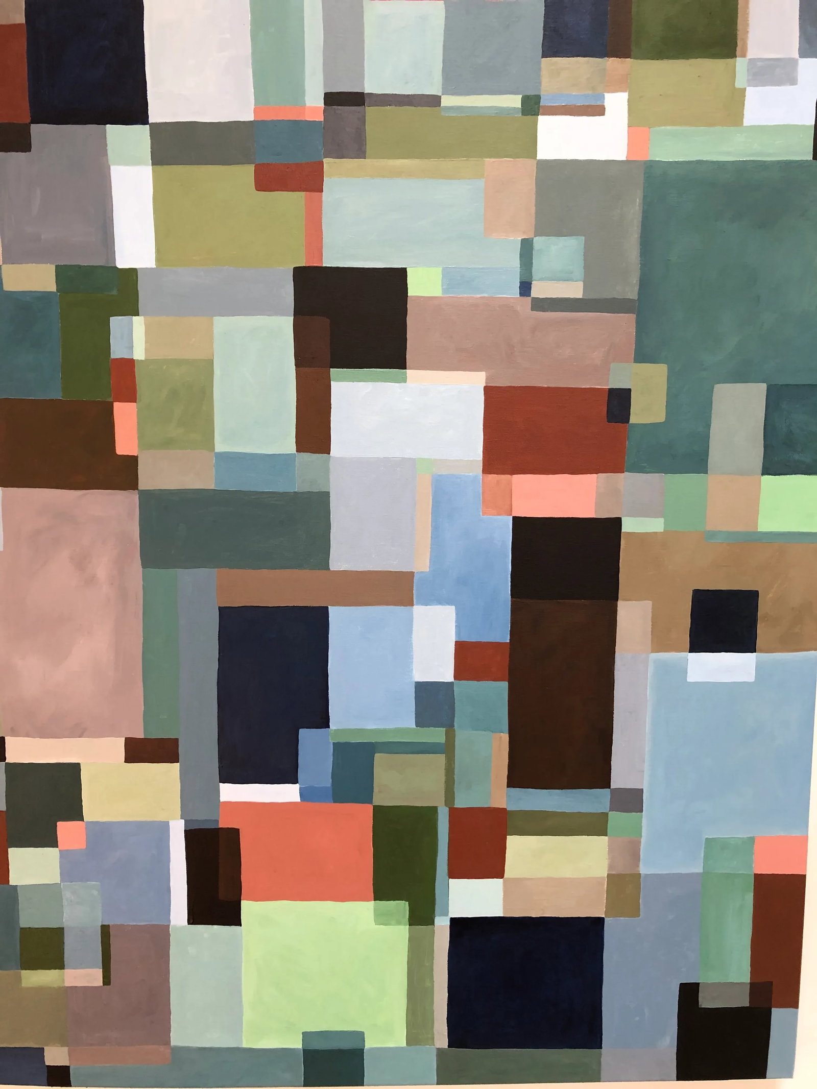 Abstract Painting With Overlapping Rectangles and Squares - 5