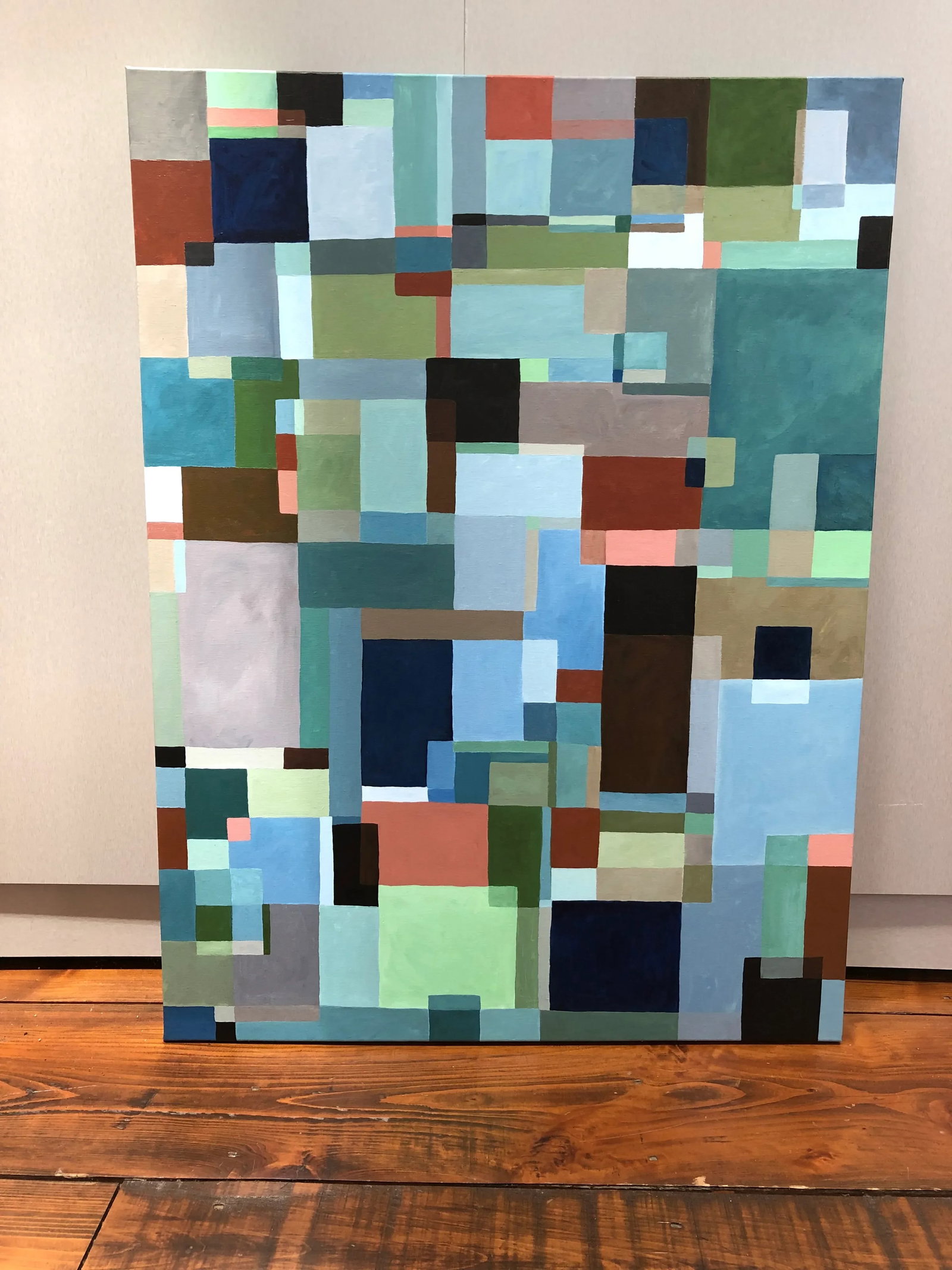 Abstract Painting With Overlapping Rectangles and Squares - 9