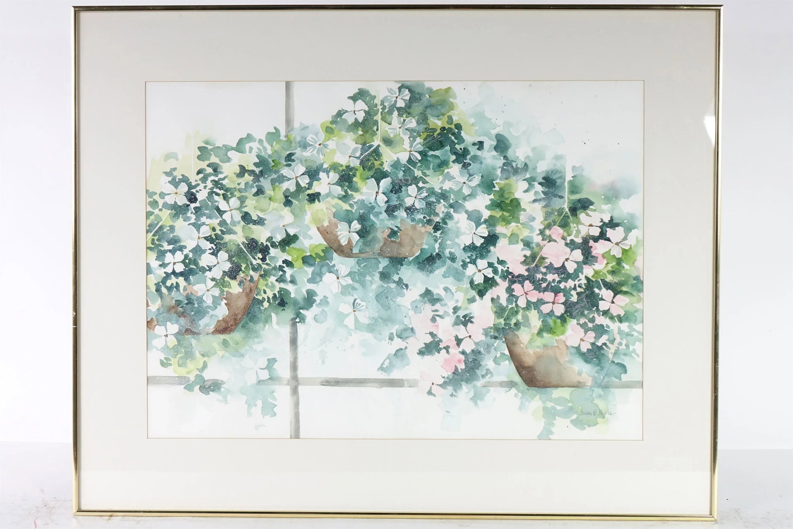 Large Floral Still Life Original Watercolor on Paper Painting, Signed - 6