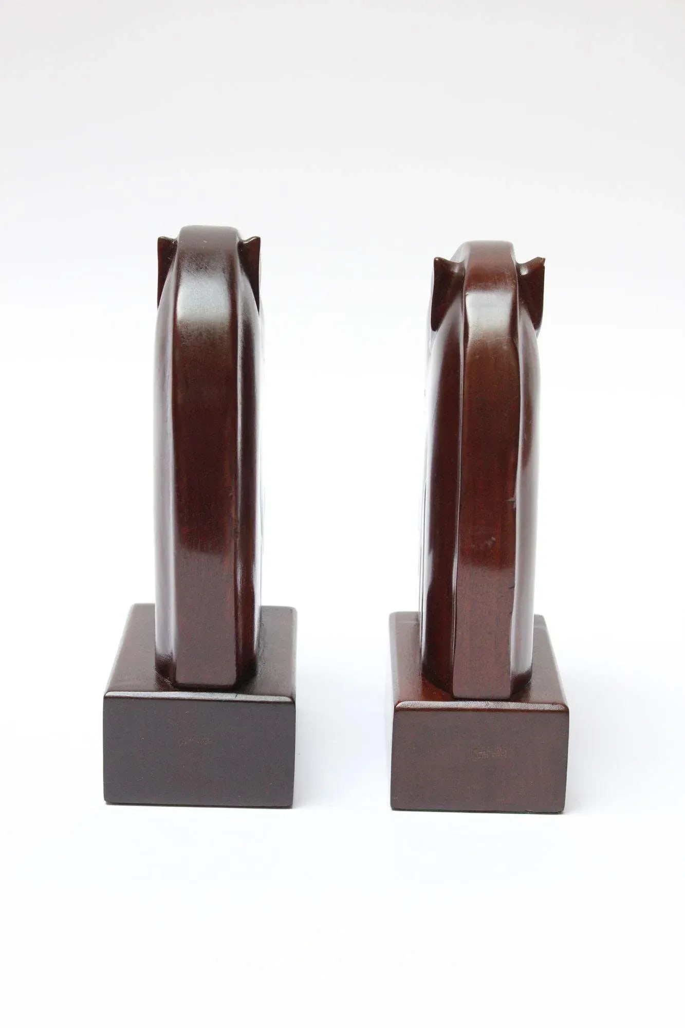 1950s Carved Solid Mahogany Horse Head Bookends- a Pair - 4