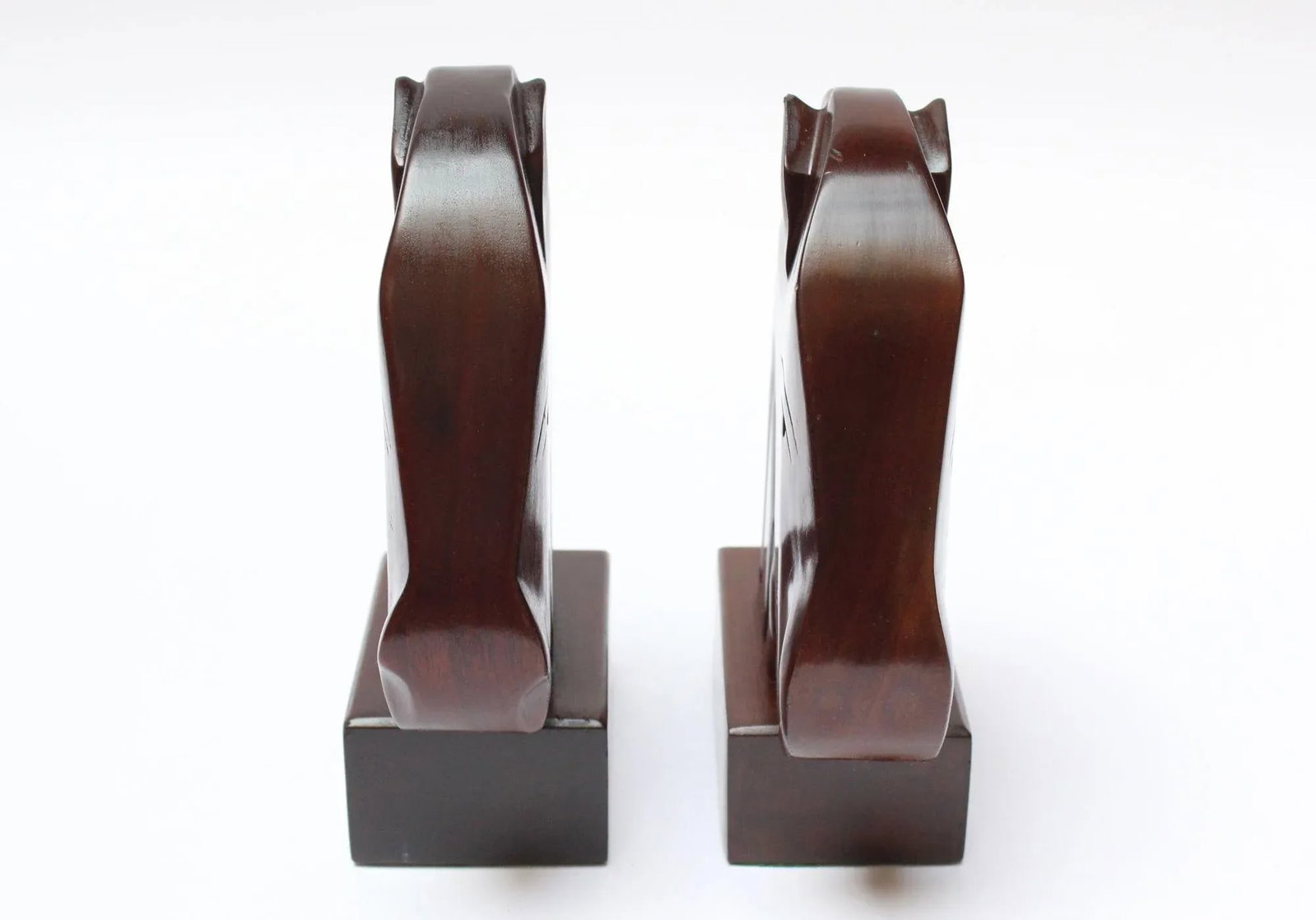 1950s Carved Solid Mahogany Horse Head Bookends- a Pair - 5