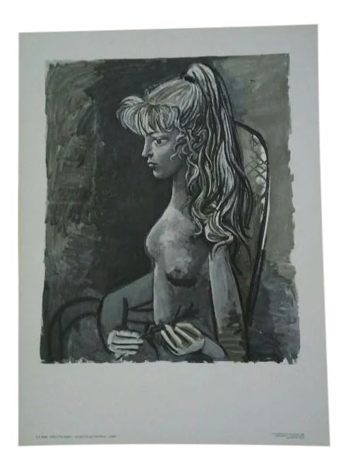 Pablo Picasso (One) Cubist Lithograph "Sylvette Au Fauteuil": Pablo Picasso ( 1 ) Lithograph of "Sylvette Au Fauteuil" Also known as "Girl With The Ponytail" Edition: 8000 Printed in France, 1980 Publisher: Touchstone Publishers, Greenwich, Connecticut, U.S.A.