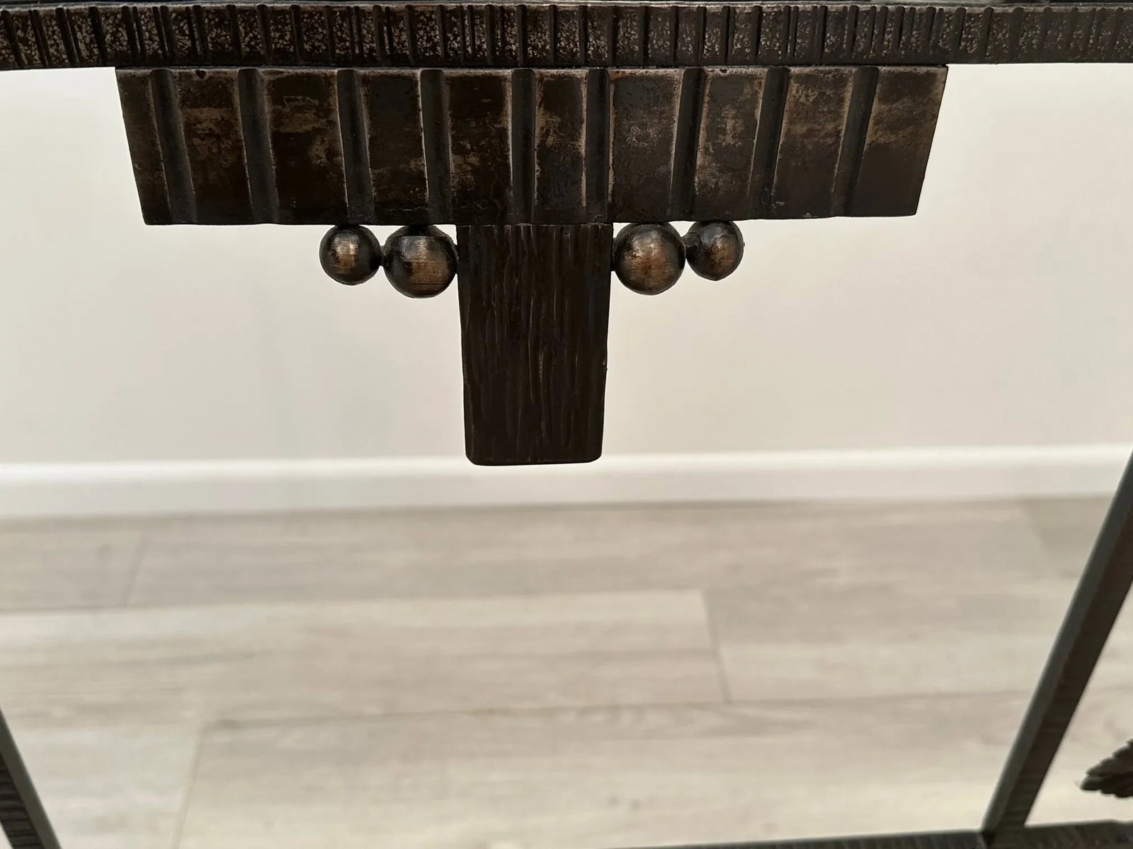 Vintage French Art Deco Iron Hall Hat & Coat Rack With Mirror - 11