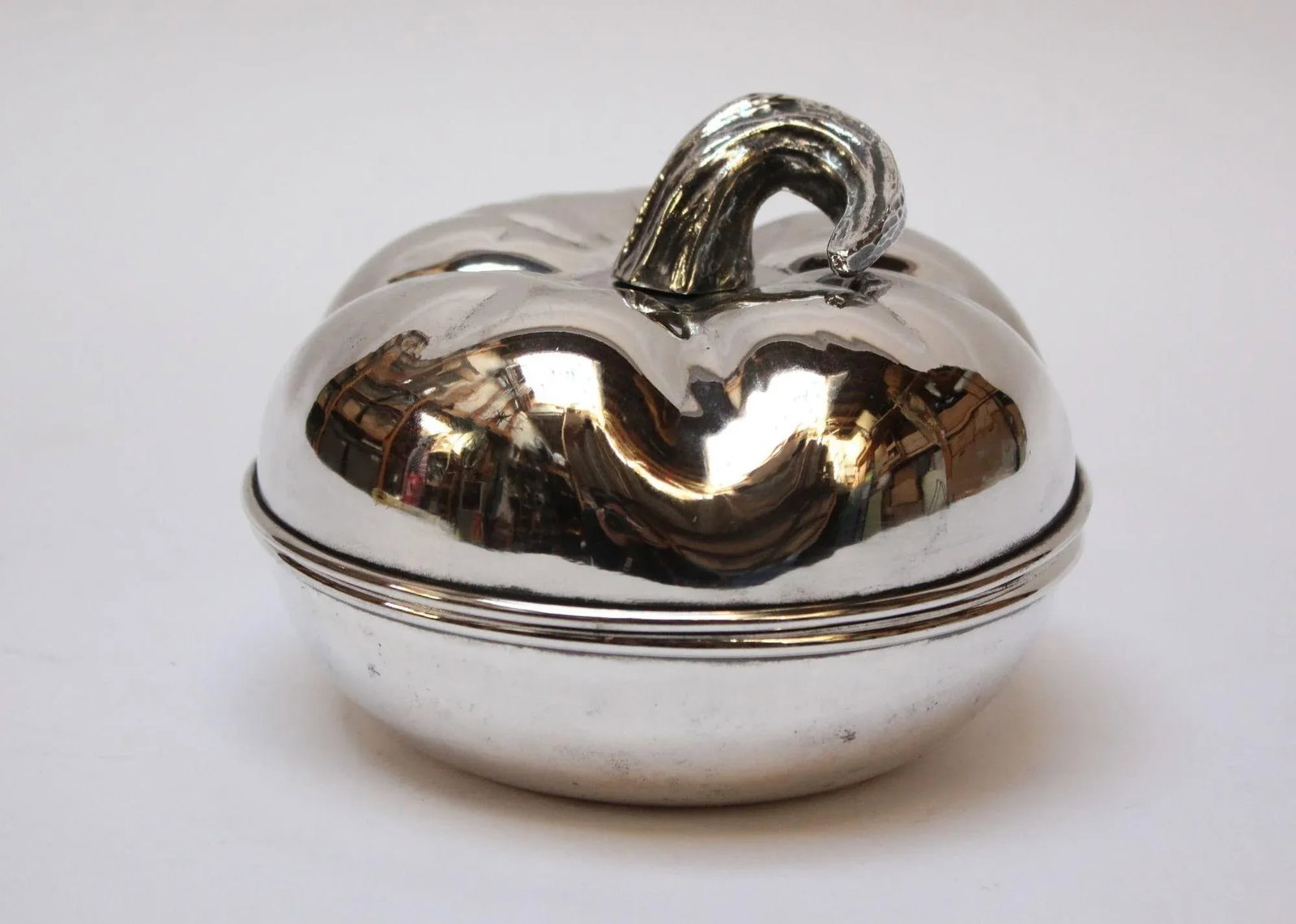Vintage Italian Silver-Plated "Pumpkin" Lidded Serving/Candy Dish - 11