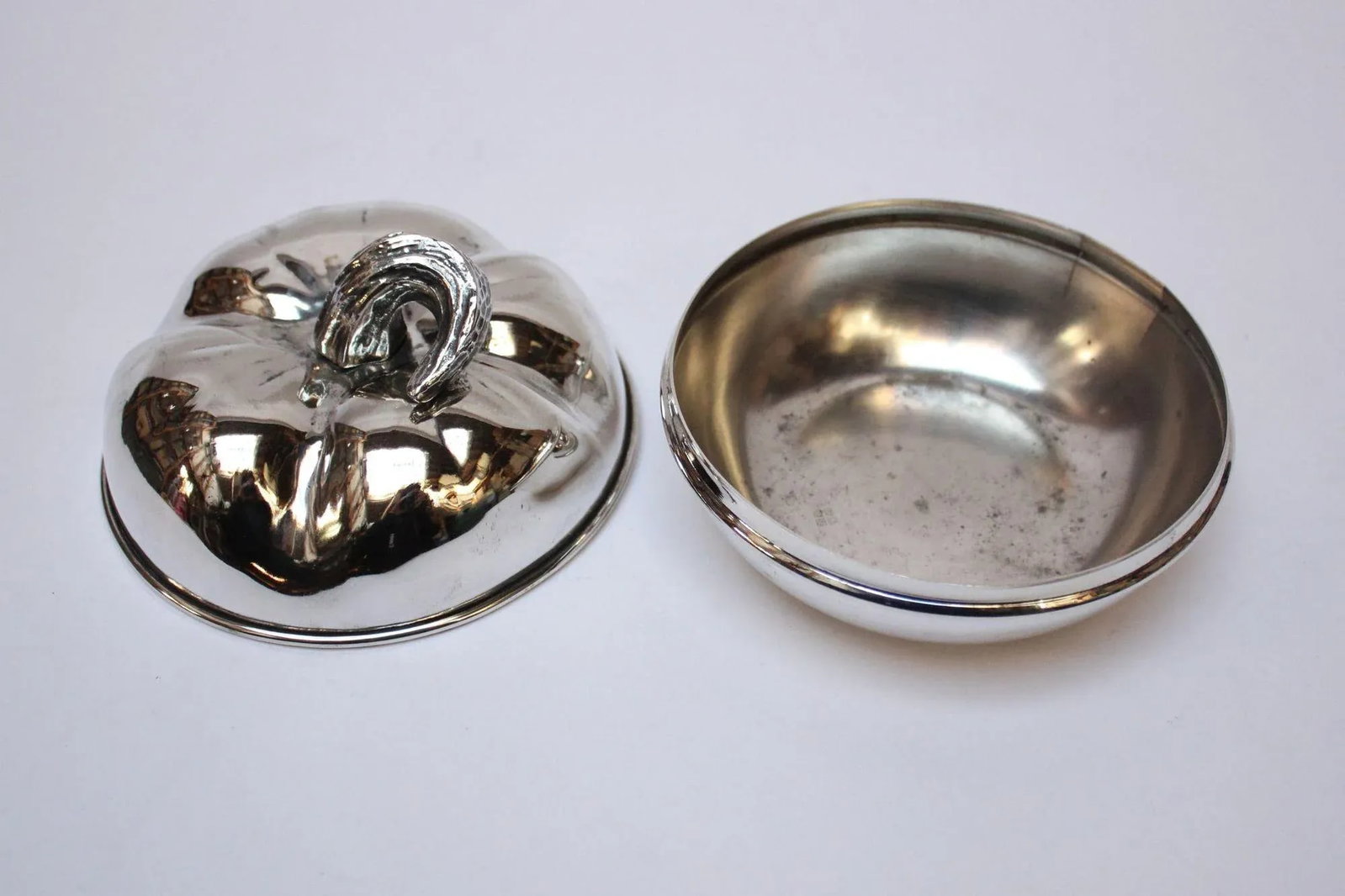 Vintage Italian Silver-Plated "Pumpkin" Lidded Serving/Candy Dish - 3
