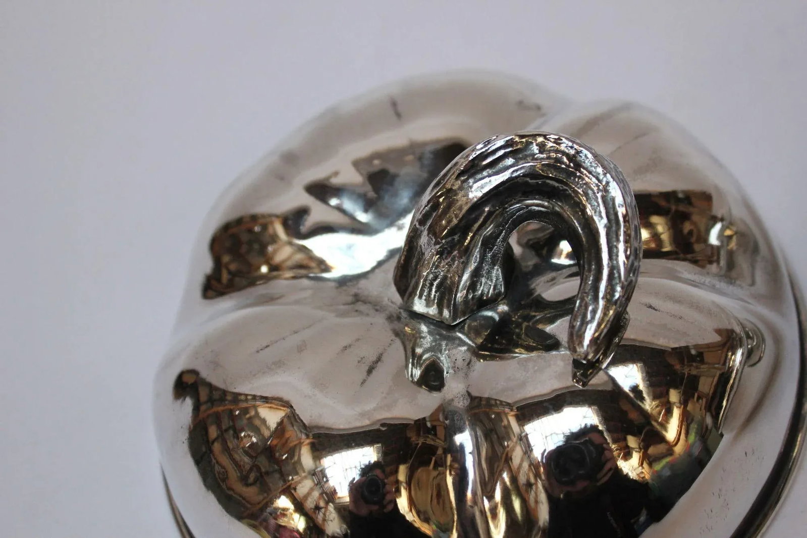 Vintage Italian Silver-Plated "Pumpkin" Lidded Serving/Candy Dish - 6