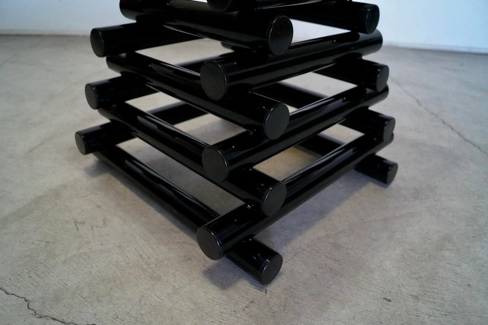 1980's Postmodern Stacked Tubular Metal Side Table - 12