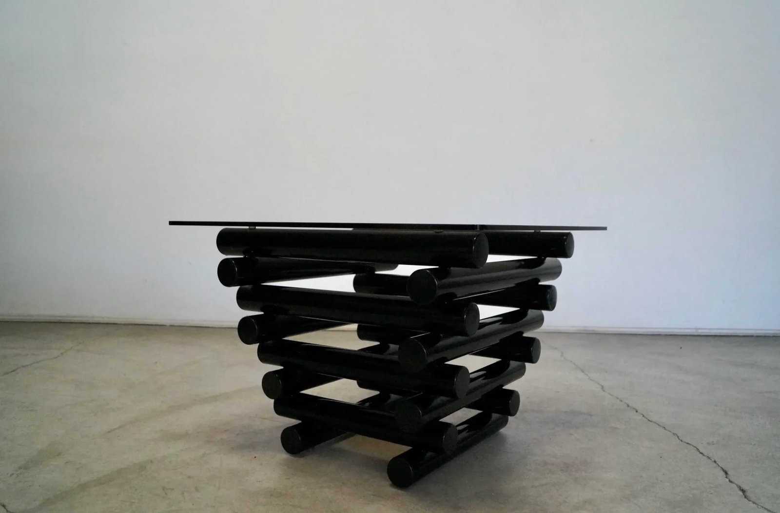 1980's Postmodern Stacked Tubular Metal Side Table - 13