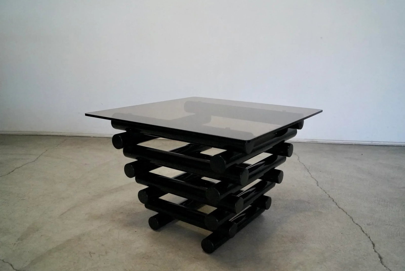 1980's Postmodern Stacked Tubular Metal Side Table - 2
