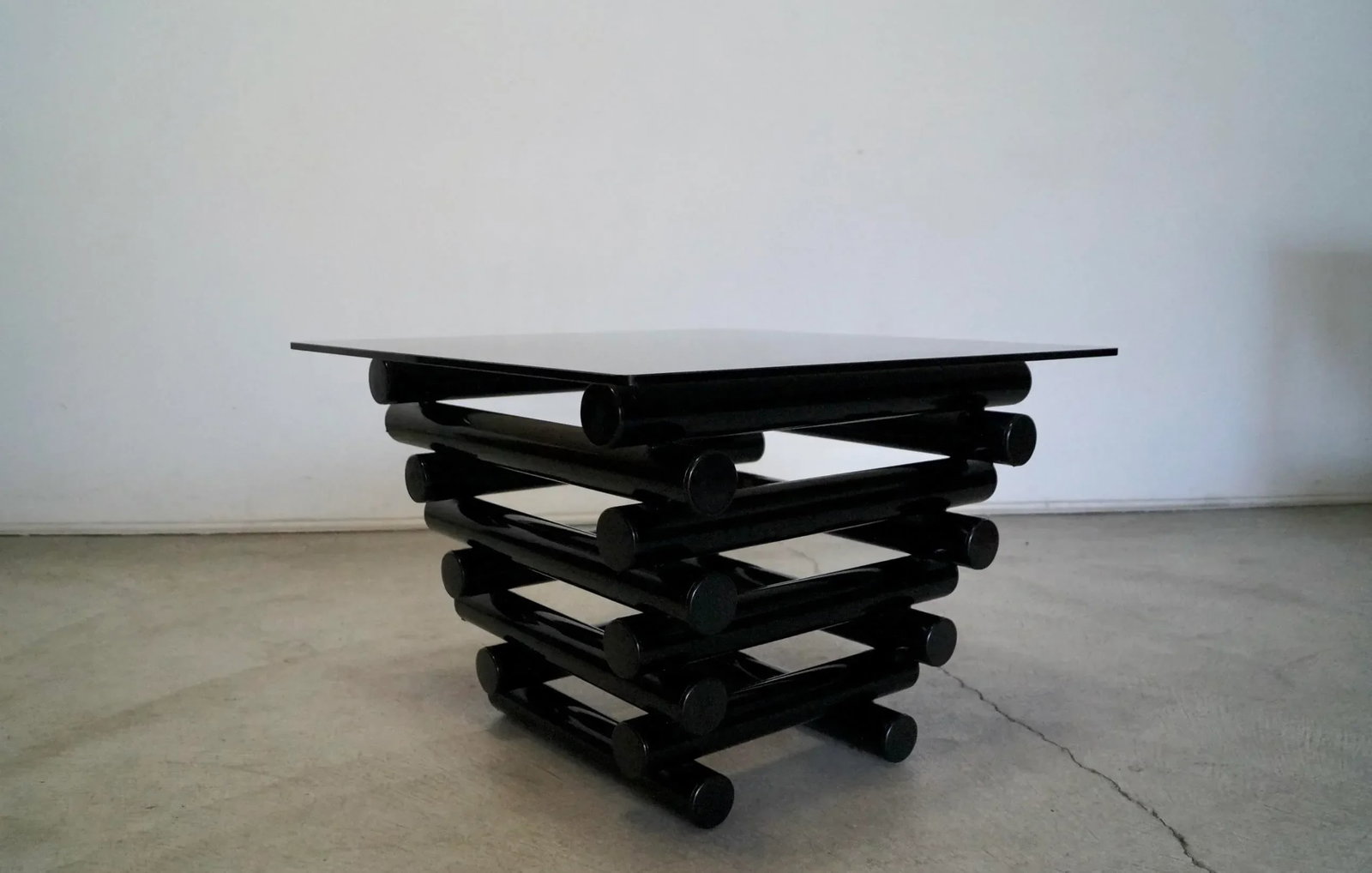 1980's Postmodern Stacked Tubular Metal Side Table - 3