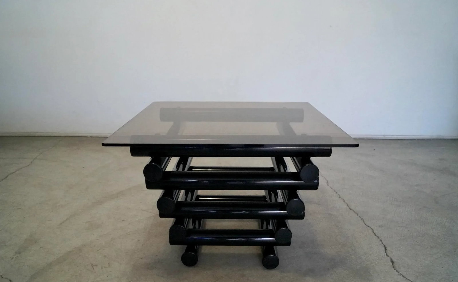 1980's Postmodern Stacked Tubular Metal Side Table - 4