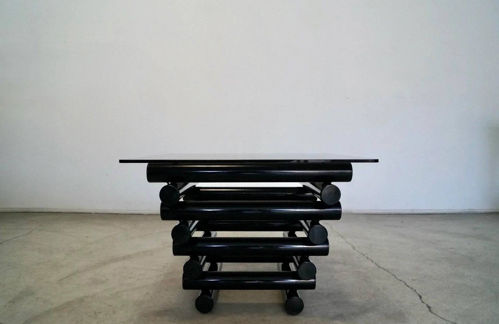 1980's Postmodern Stacked Tubular Metal Side Table - 6