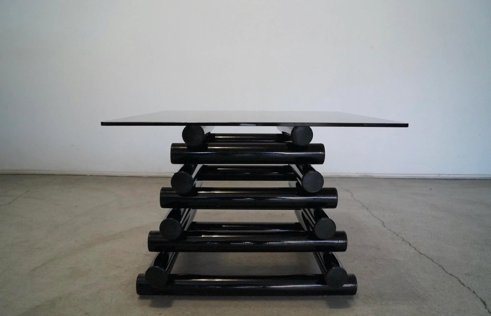 1980's Postmodern Stacked Tubular Metal Side Table - 7