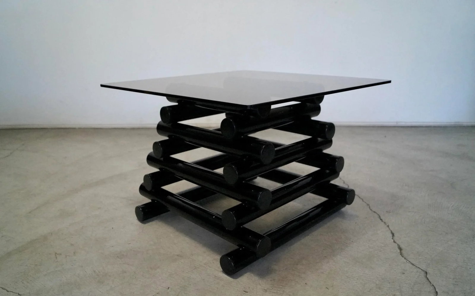 1980's Postmodern Stacked Tubular Metal Side Table - 8