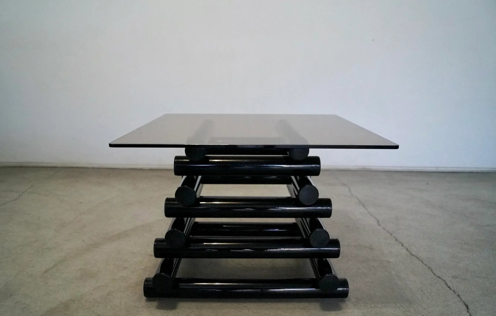 1980's Postmodern Stacked Tubular Metal Side Table - 9