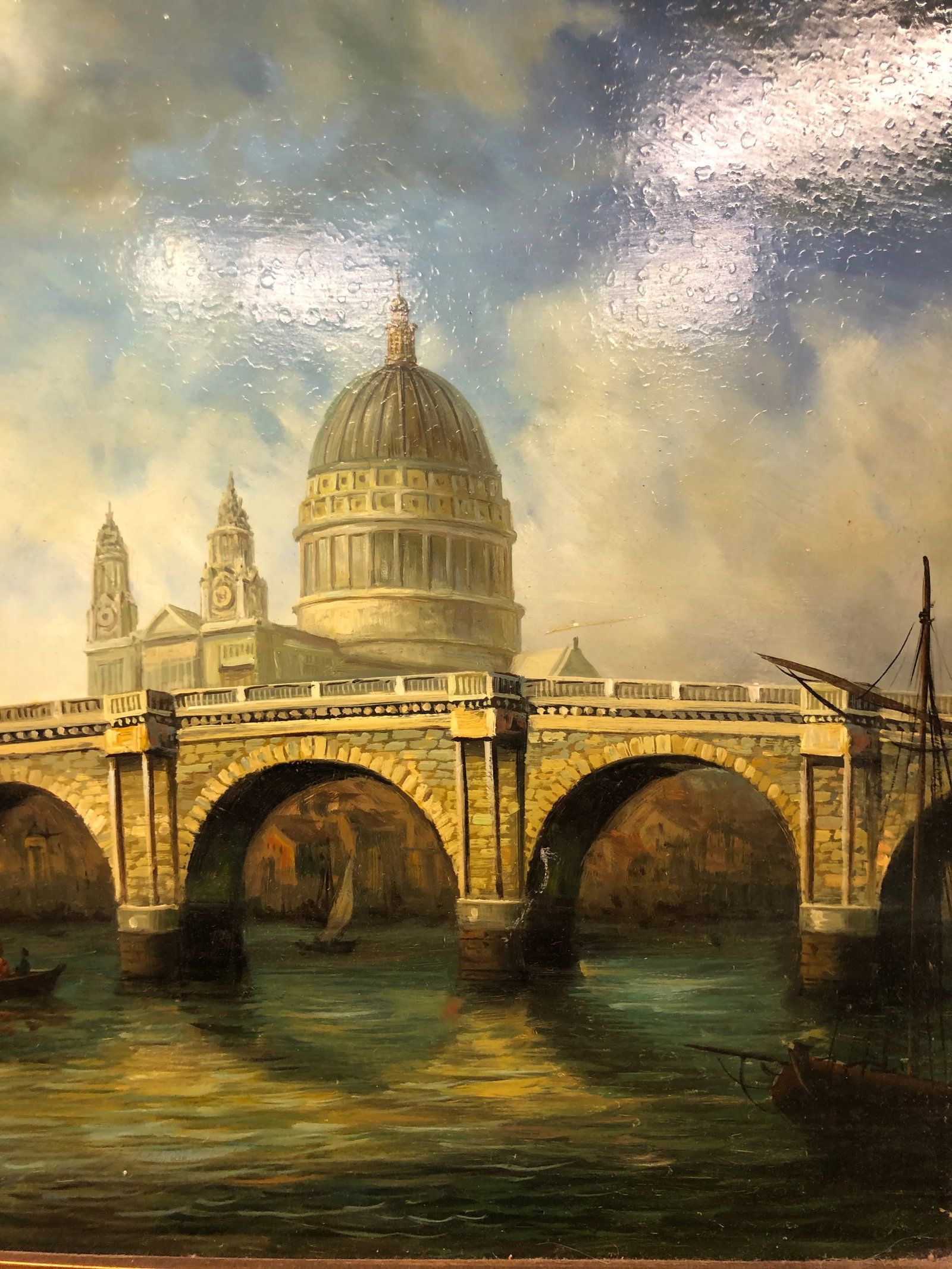 Reflections of London - Late 19th Century Oil on Board, Framed - 2