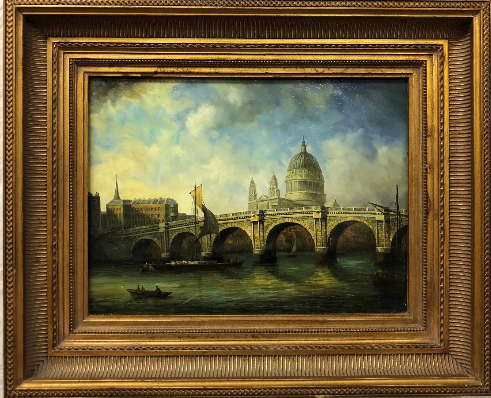 Reflections of London - Late 19th Century Oil on Board, Framed - 4