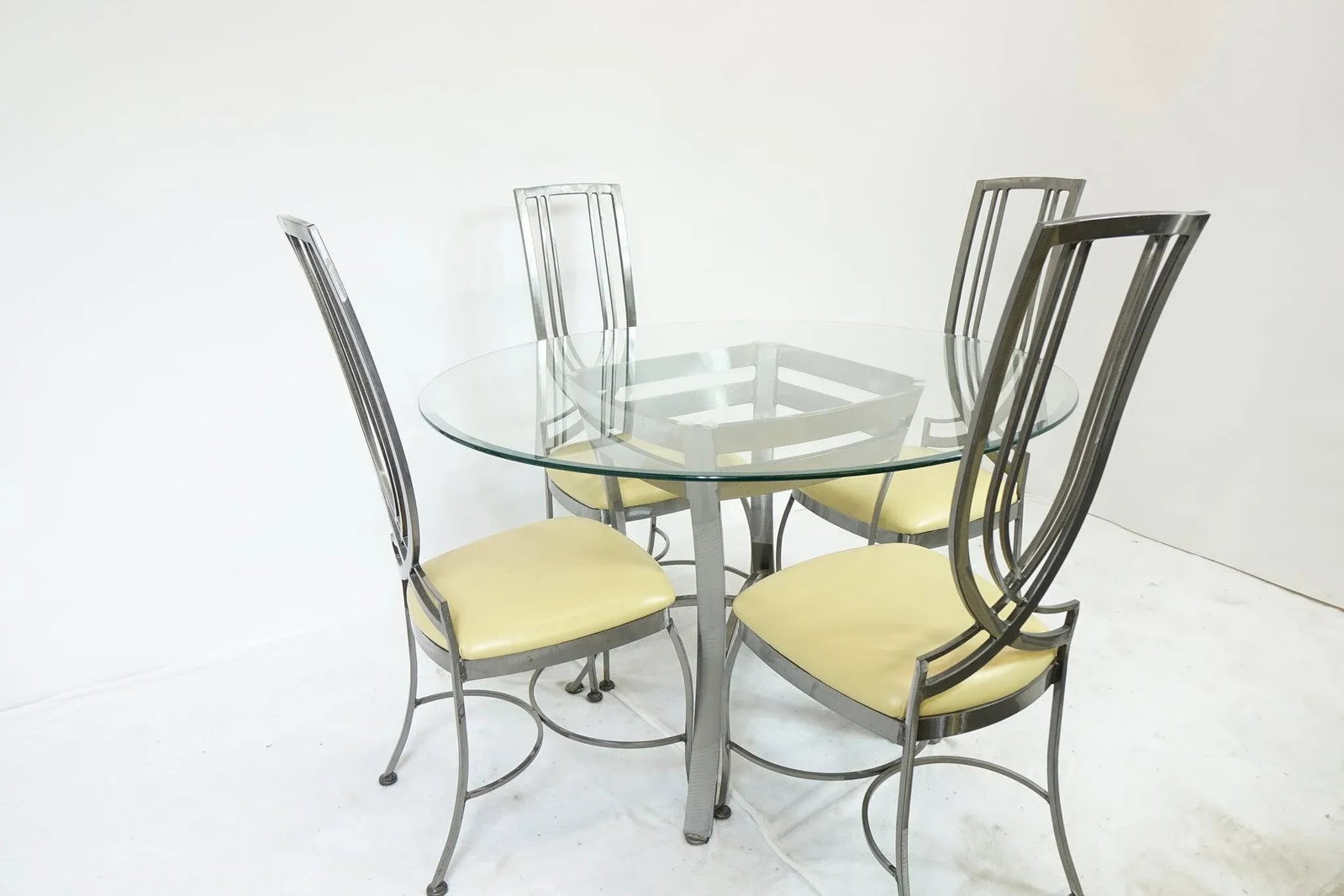 1990s Modern Metal and Glass Table and 4 Chairs - Set of 5 - 13