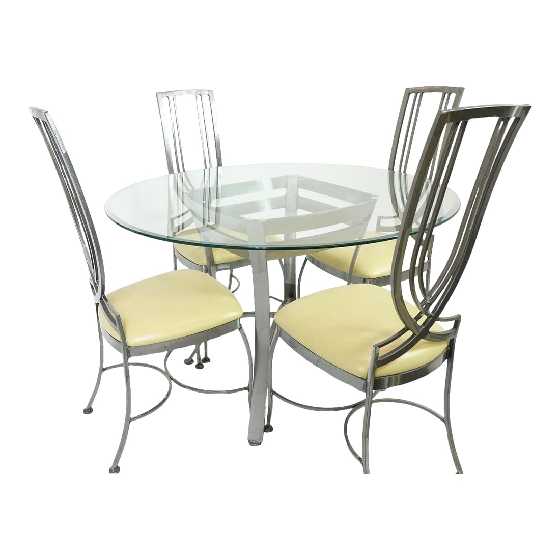 1990s Modern Metal and Glass Table and 4 Chairs - Set of 5 (1 of 13)