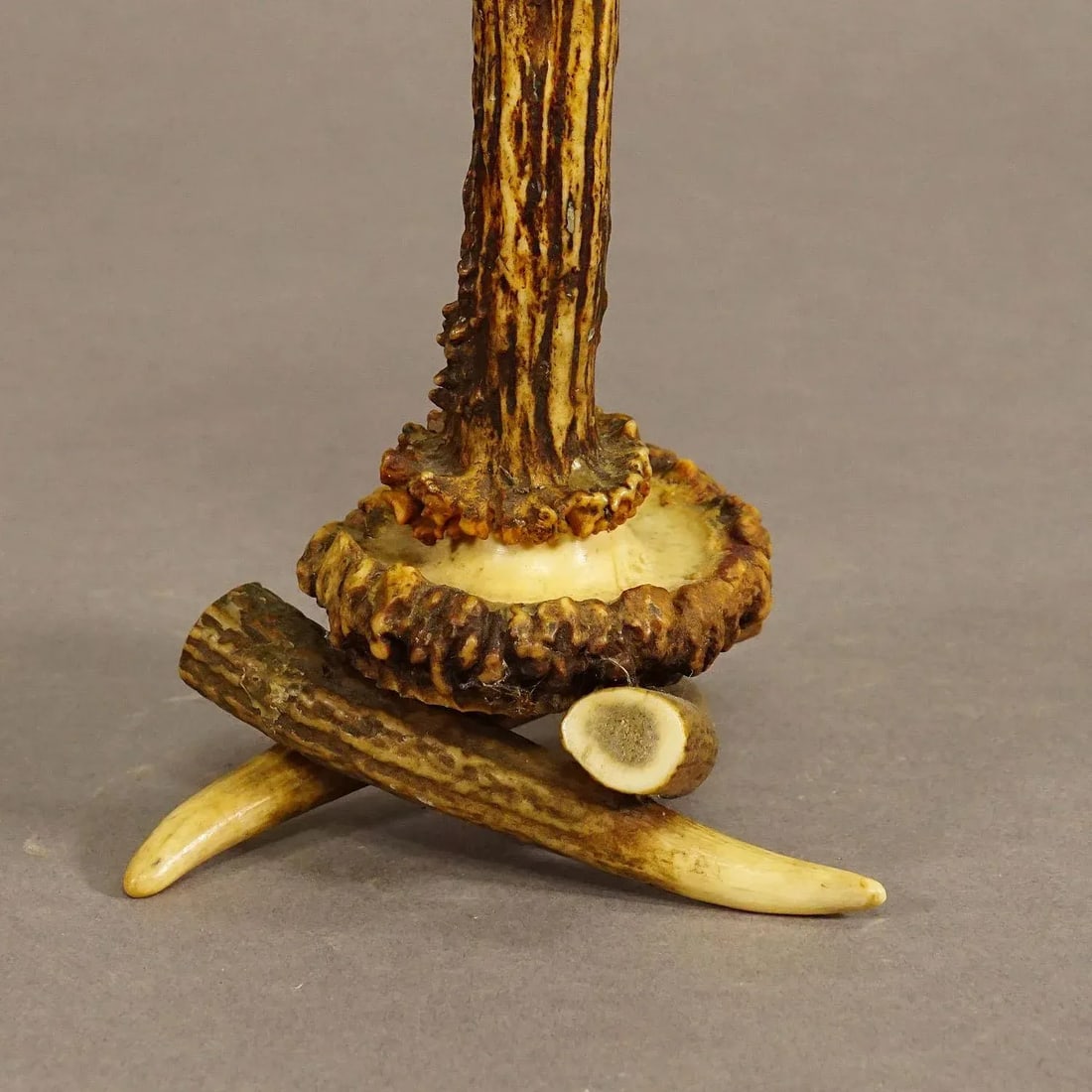 Antique Antler Candle Holder With Deer Horns, Germany Around 1900 - 4