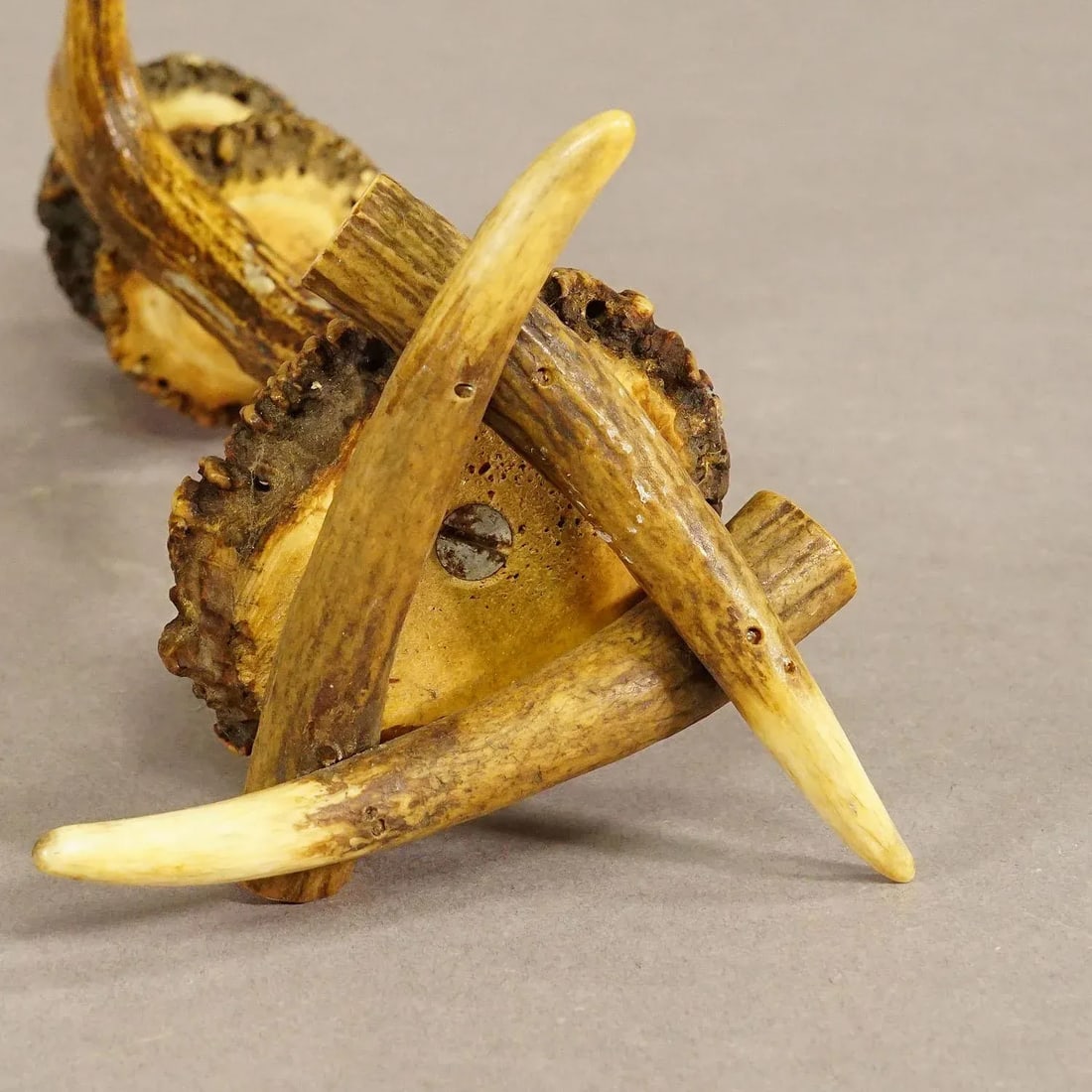Antique Antler Candle Holder With Deer Horns, Germany Around 1900 - 5