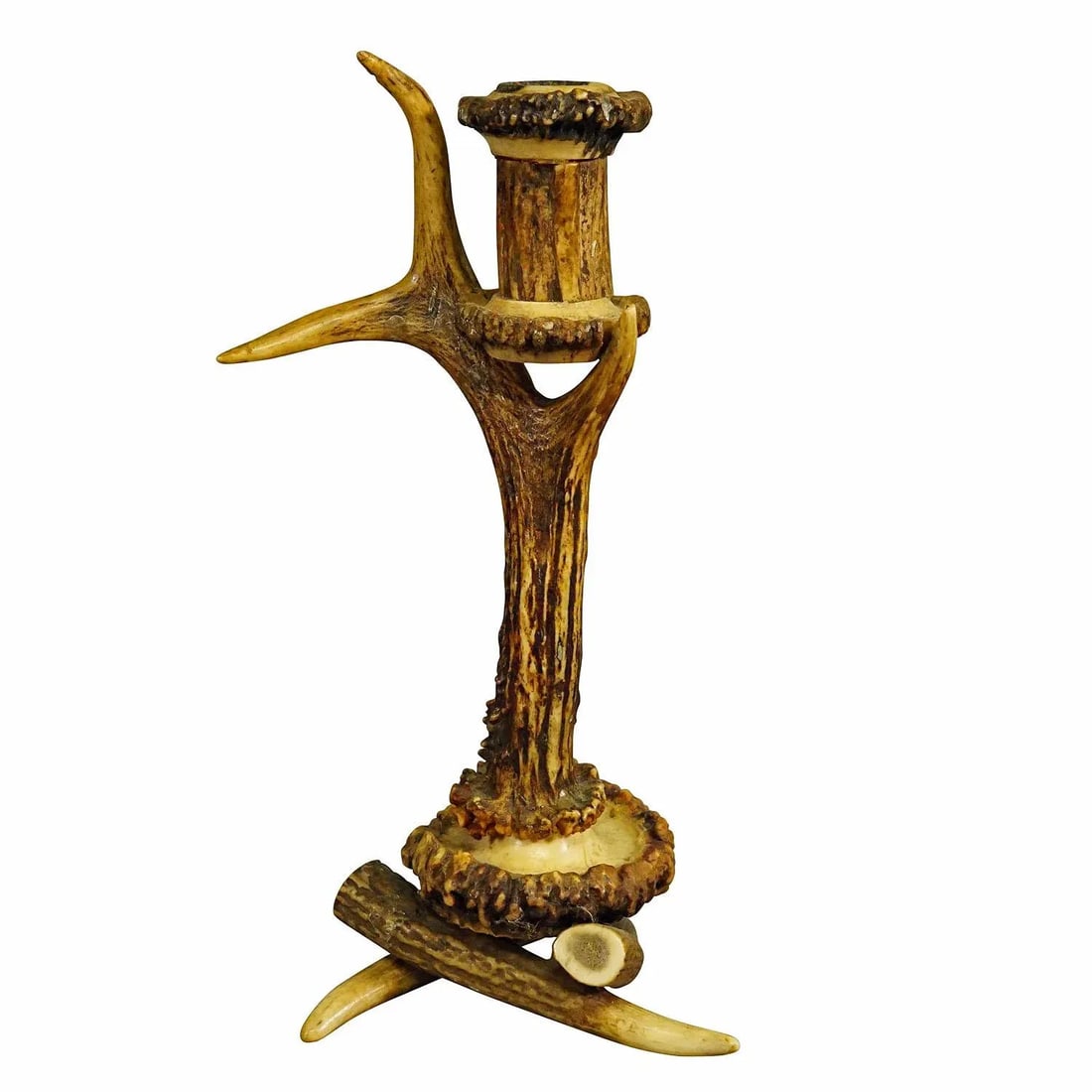 Antique Antler Candle Holder With Deer Horns, Germany Around 1900 - 6