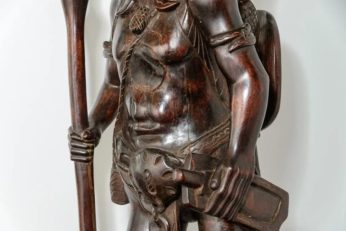Carved Wood Figure of Warrior - 3