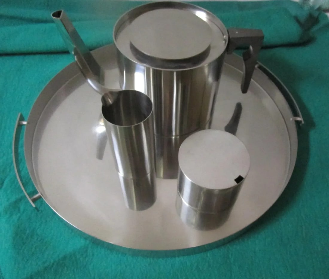 Mid-Century Modern Stainless Steel Tea Service by Arne Jacobsen for Stelton - 10