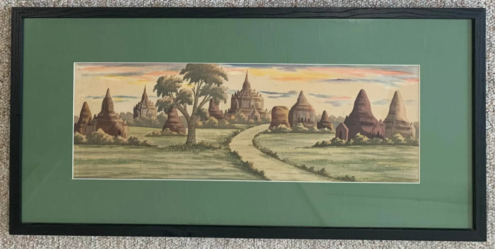 Vintage Print of Stupas in Bagon, Myanmar at Sunrise - 8