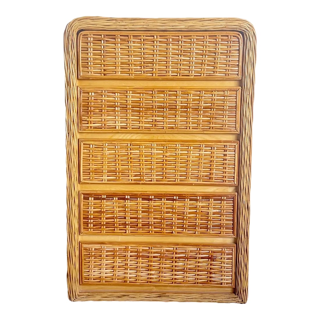 Boho Chic Wicker Waterfall Highboy Dresser (1 of 10)