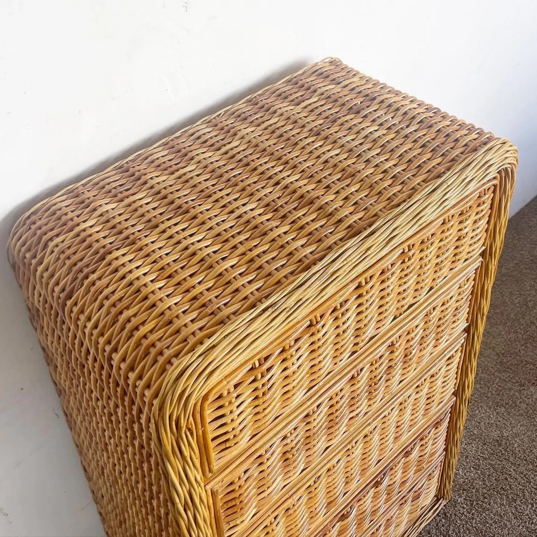 Boho Chic Wicker Waterfall Highboy Dresser - 8
