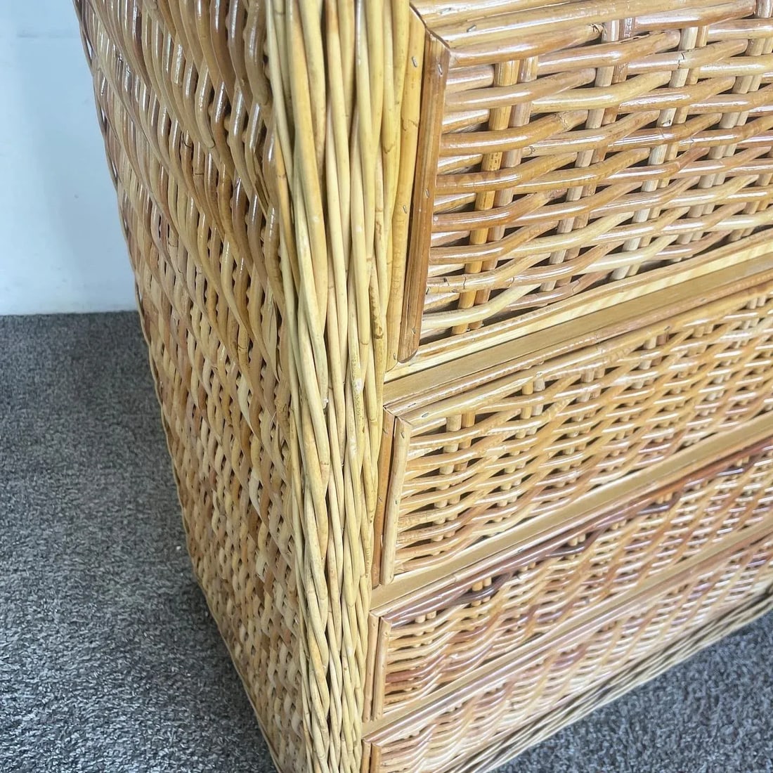 Boho Chic Wicker Waterfall Highboy Dresser - 9