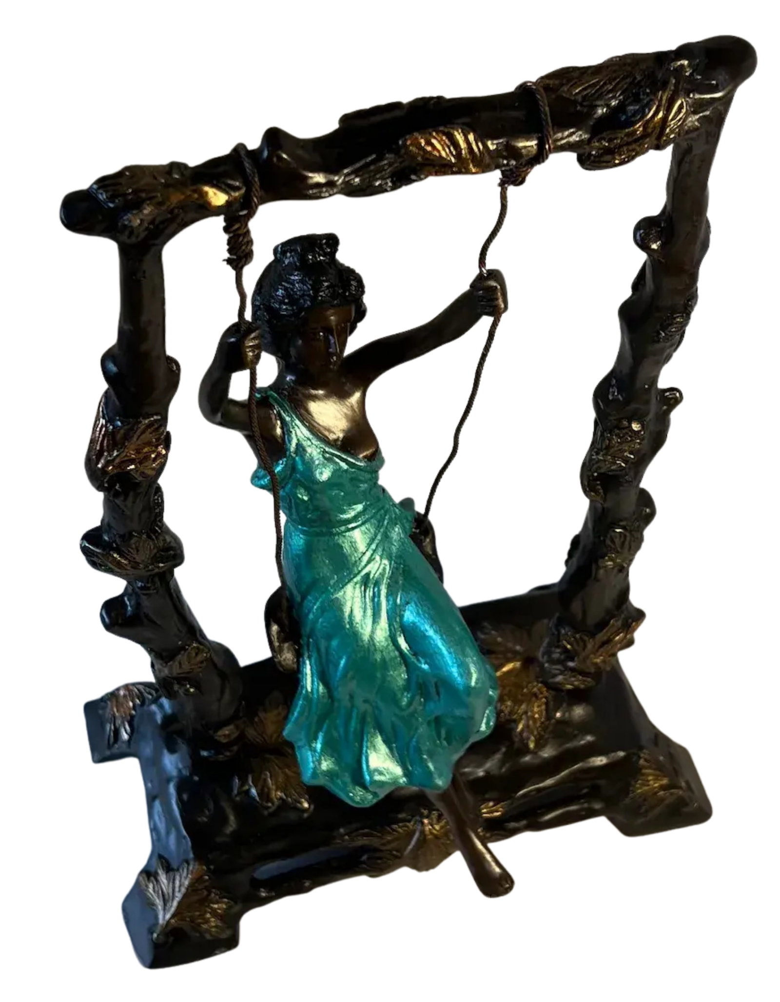 Girl on a Swing Sculpture by Auguste Moreau - 9