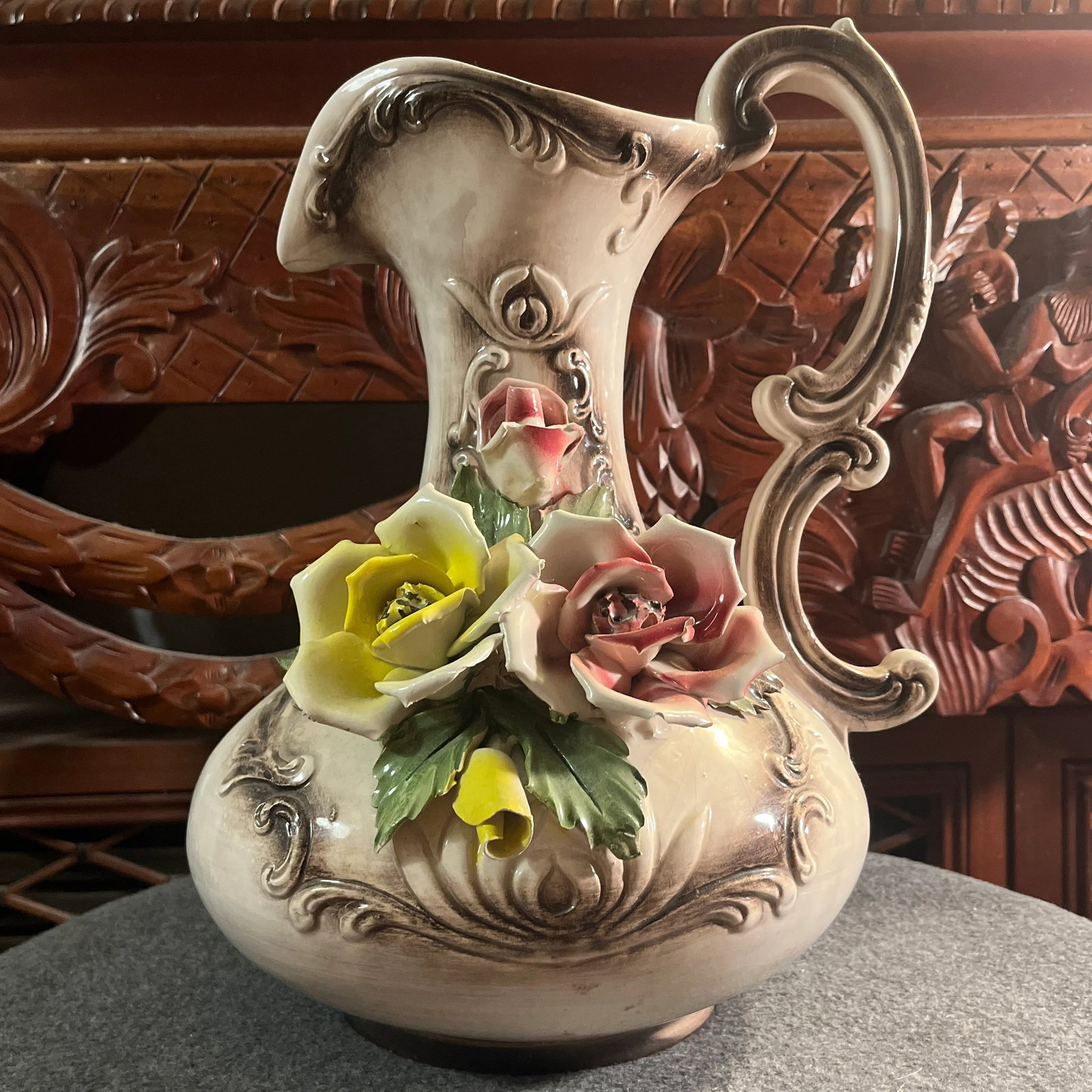 Mid 20th Century Capodimonte Porcelain Pitcher - 11