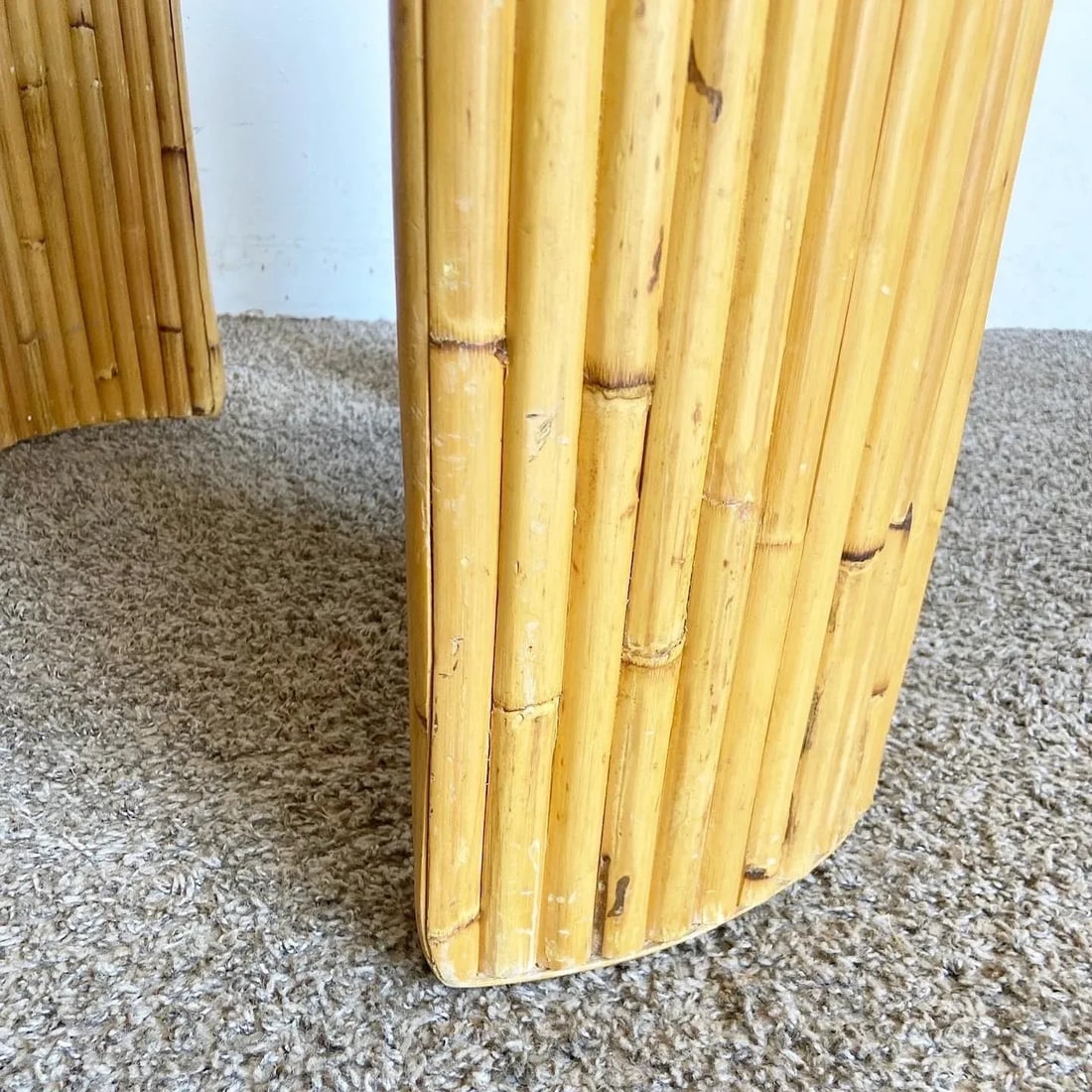 Boho Chic Split Bamboo Glass Top Side Table - 5