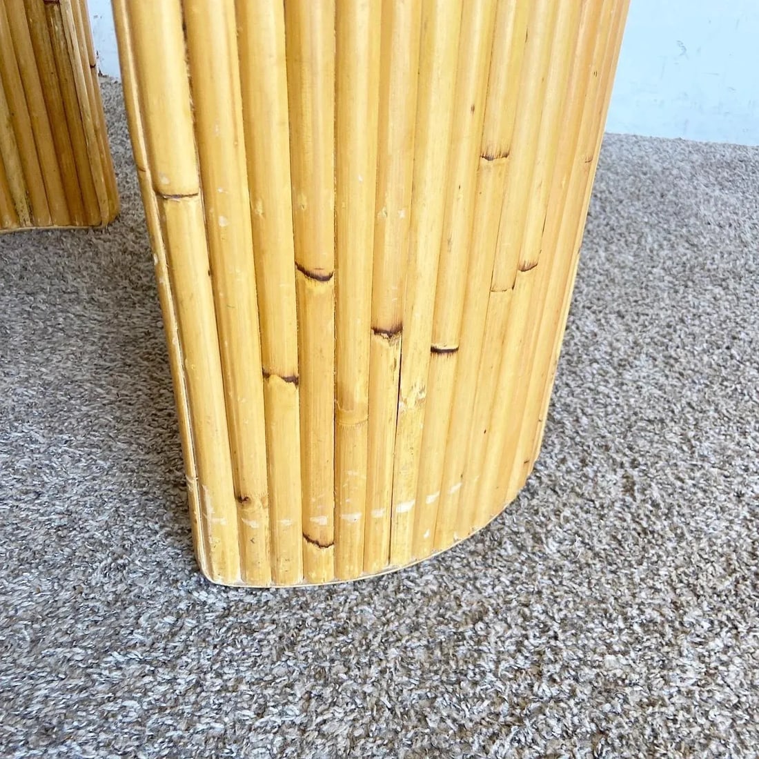 Boho Chic Split Bamboo Glass Top Side Table - 6