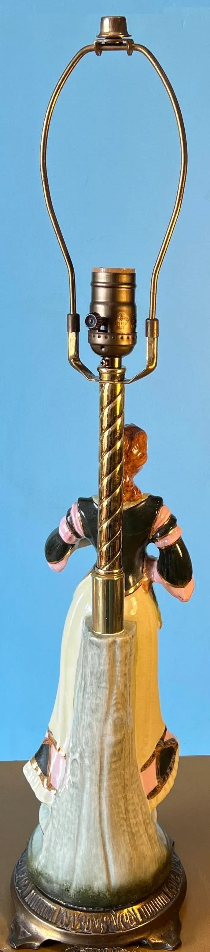Antique Figural Lady Porcelain Table Lamp - 6