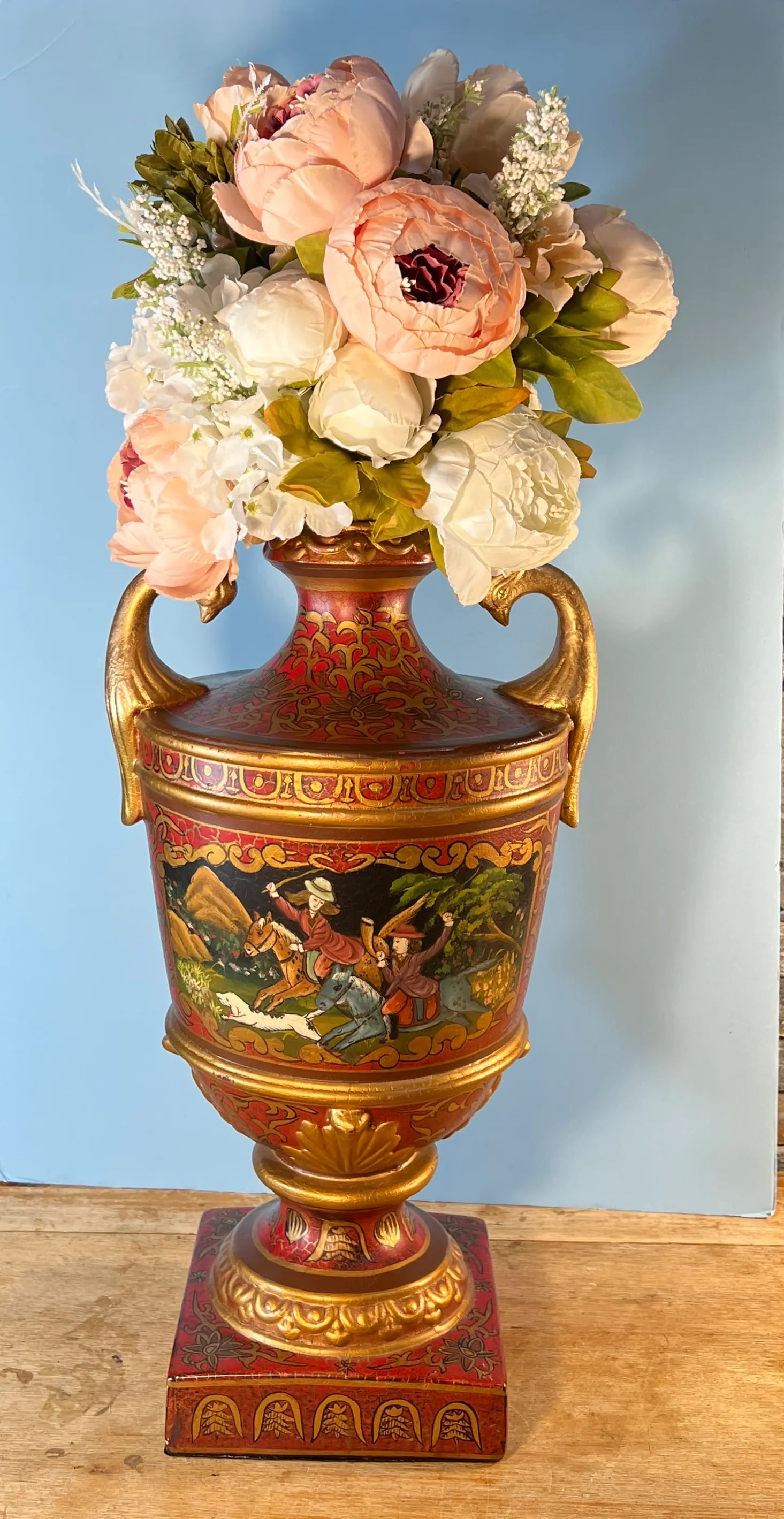Tai Ceramic Hand Painted Hunting Vase Bird Head Handles - 5