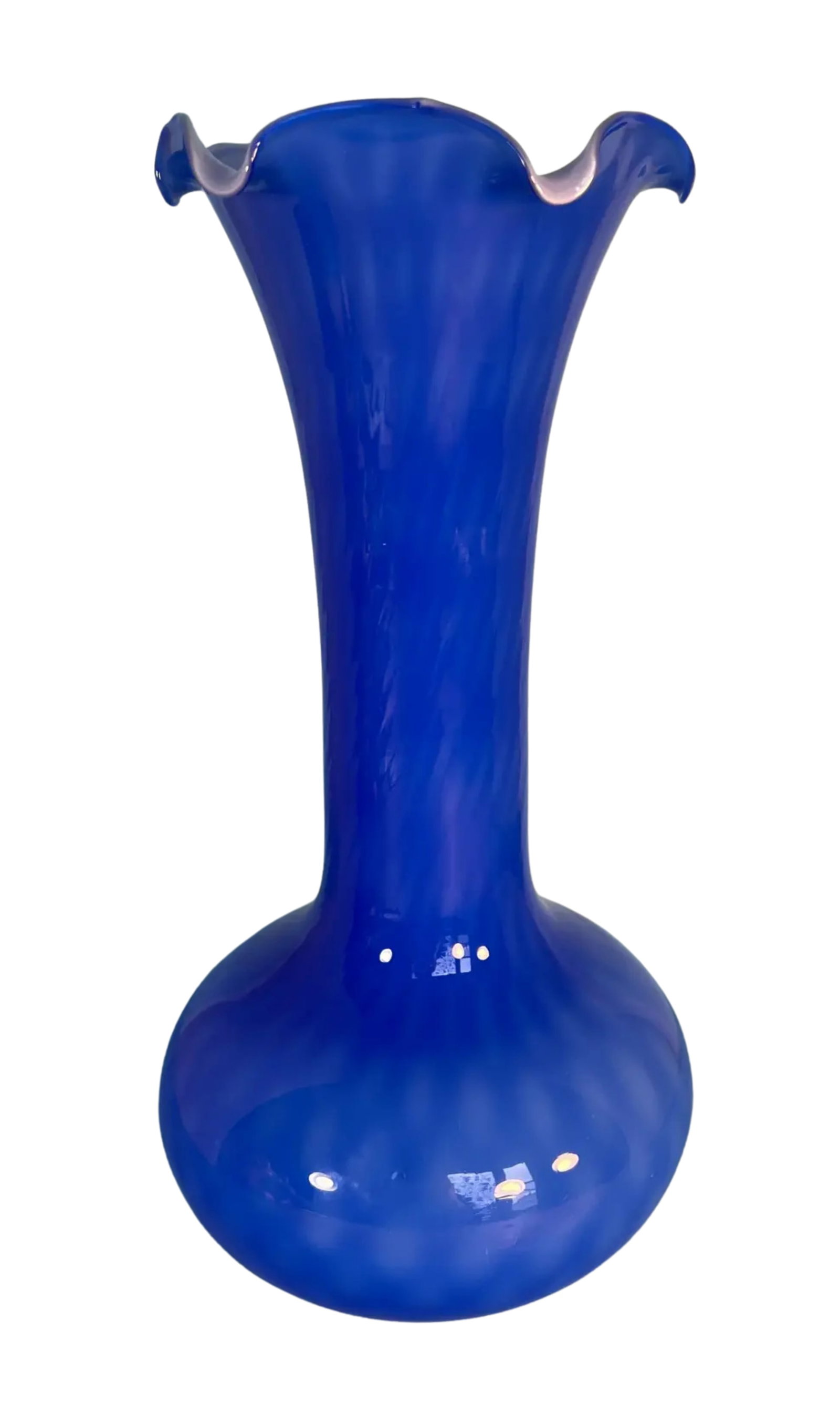 Murano Blue Long Neck Art Glass Vase - 2