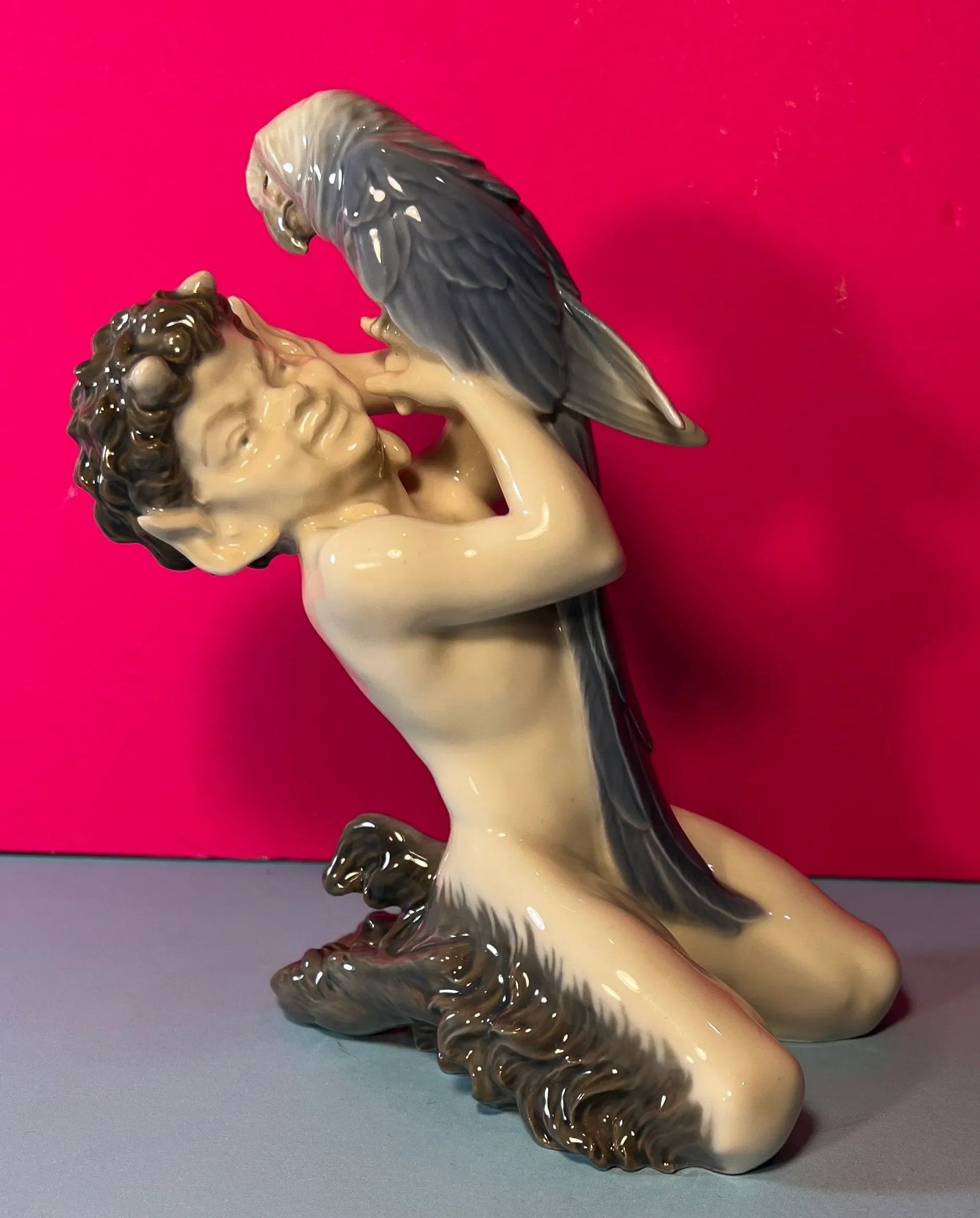 Royal Copenhagen Porcelain Figurine Pan/Faun With a Parrot # 752 - 10