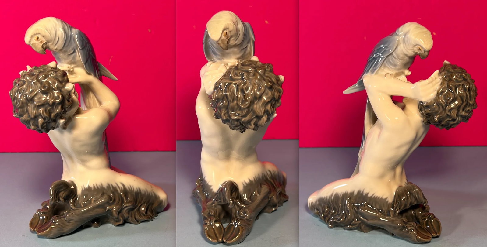 Royal Copenhagen Porcelain Figurine Pan/Faun With a Parrot # 752 - 11