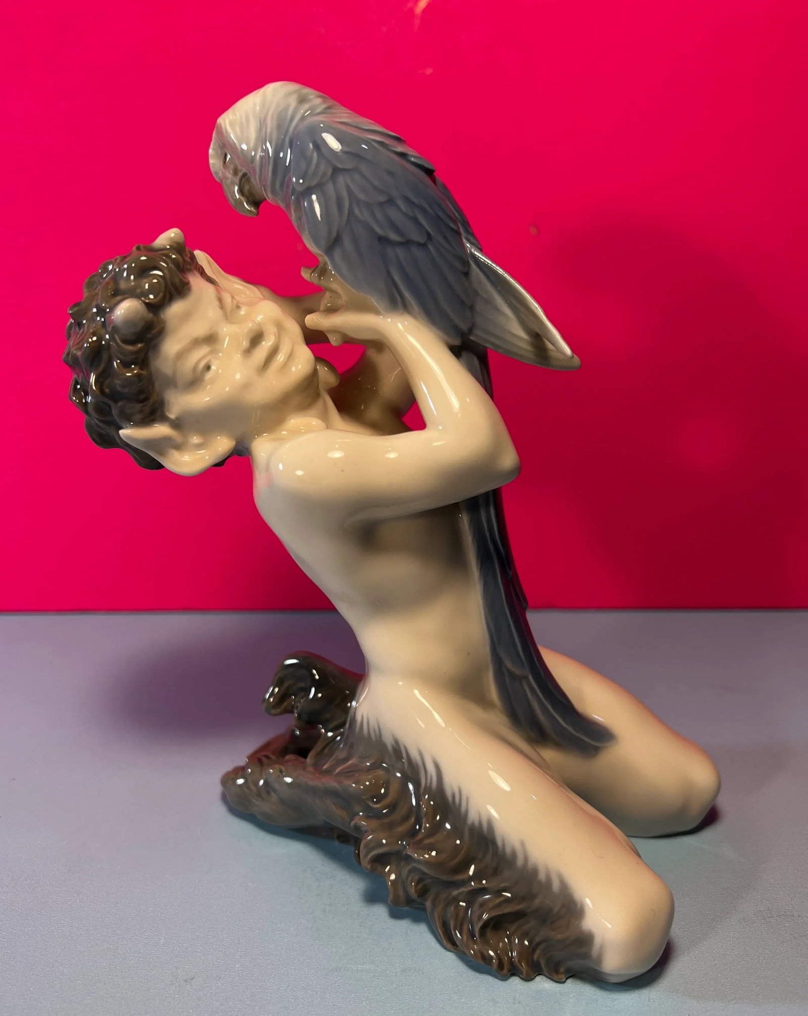 Royal Copenhagen Porcelain Figurine Pan/Faun With a Parrot # 752 - 3