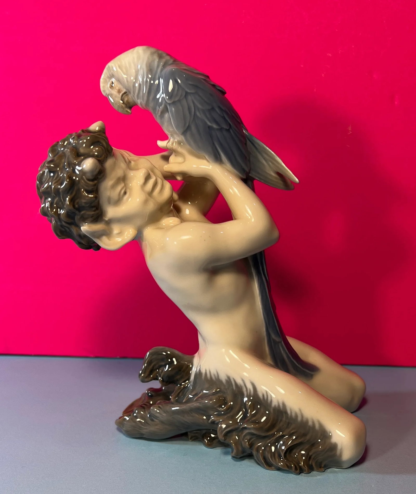 Royal Copenhagen Porcelain Figurine Pan/Faun With a Parrot # 752 - 4