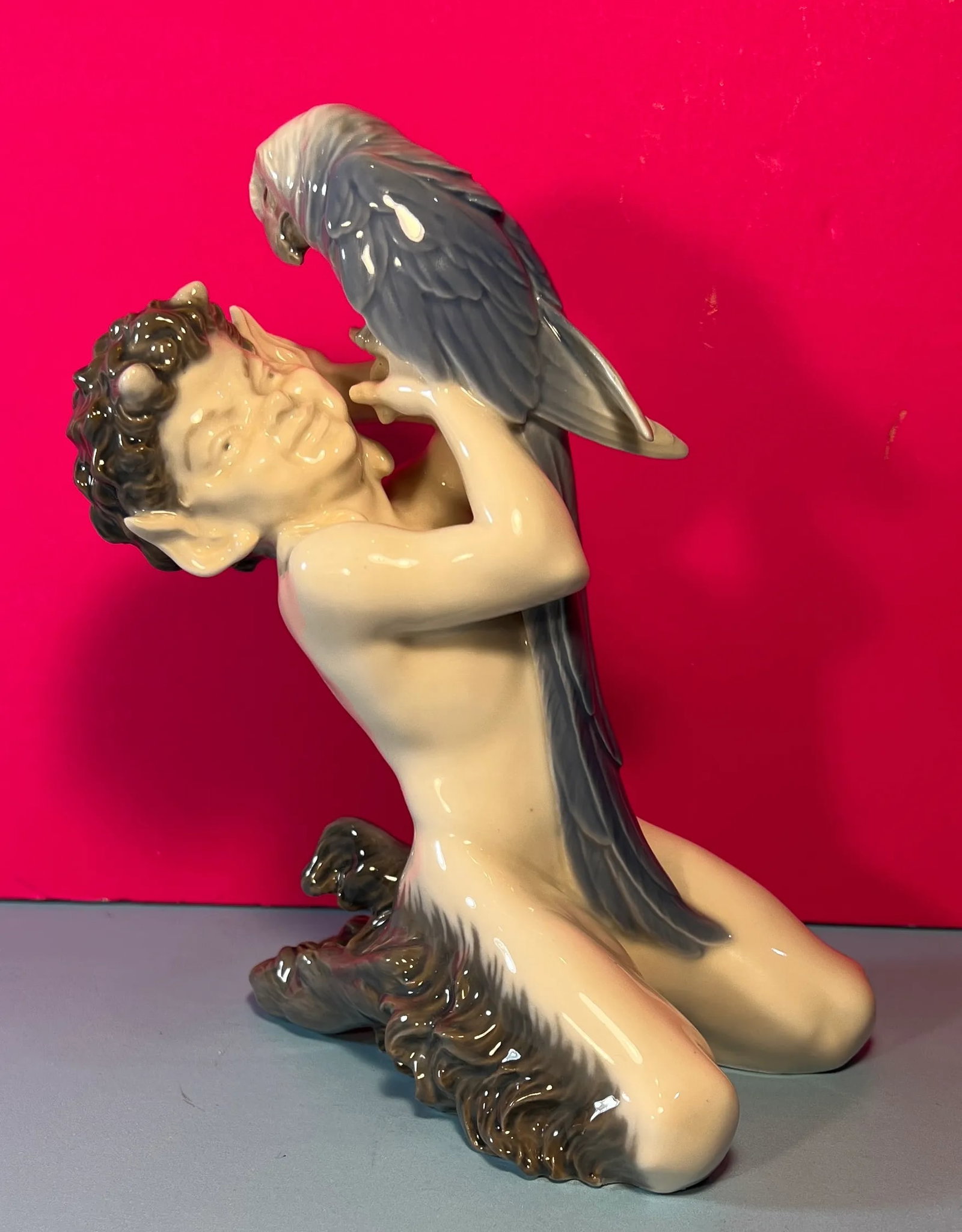 Royal Copenhagen Porcelain Figurine Pan/Faun With a Parrot # 752 - 6