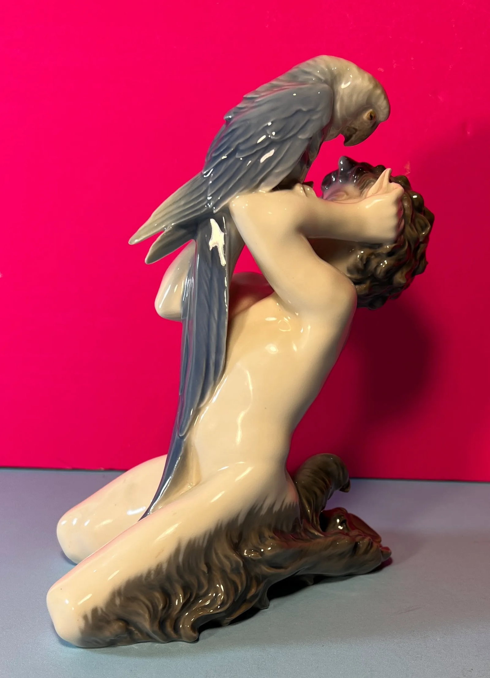 Royal Copenhagen Porcelain Figurine Pan/Faun With a Parrot # 752 - 8