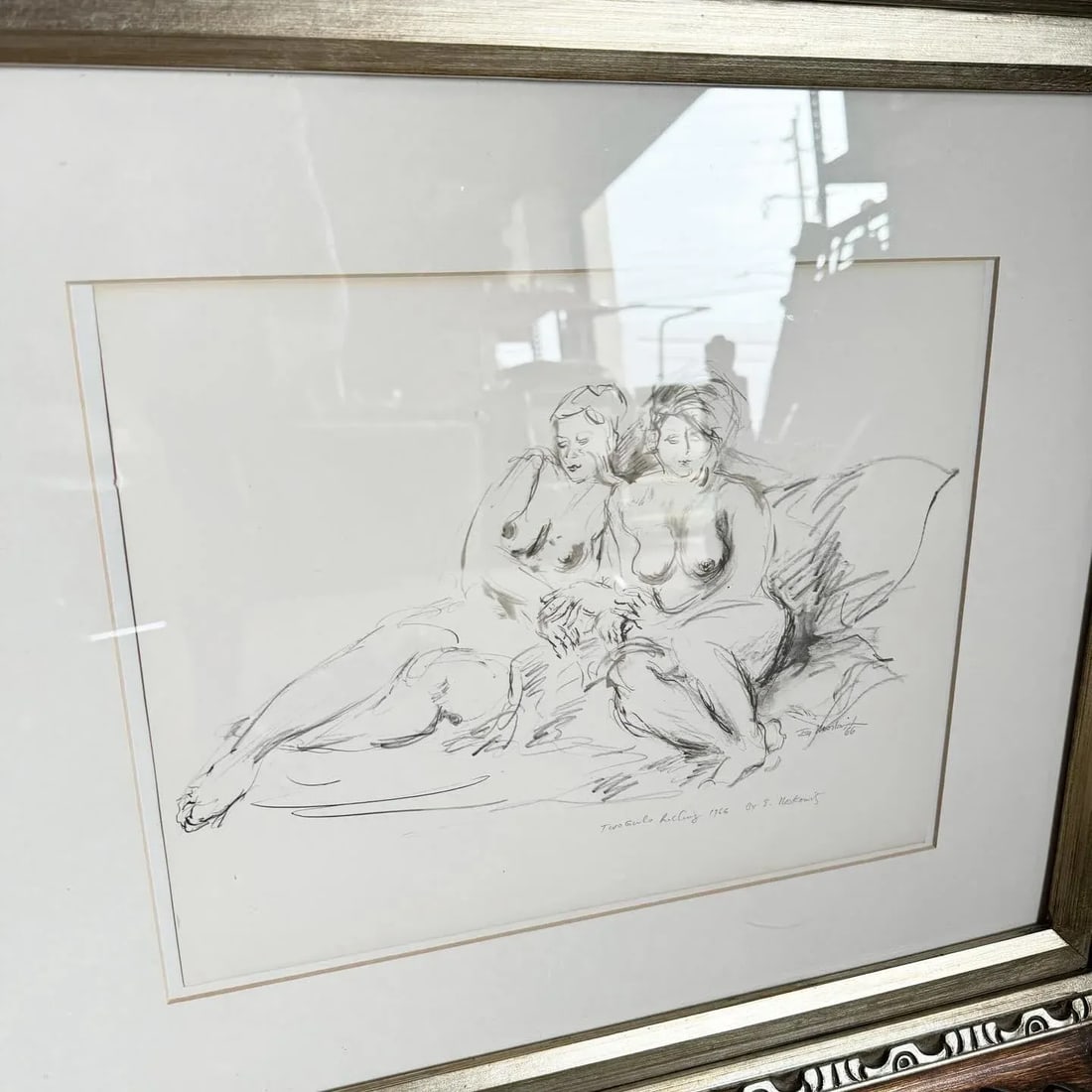 Framed Nude Art "two Girls Reclining" by Ira Moskowitz - 4