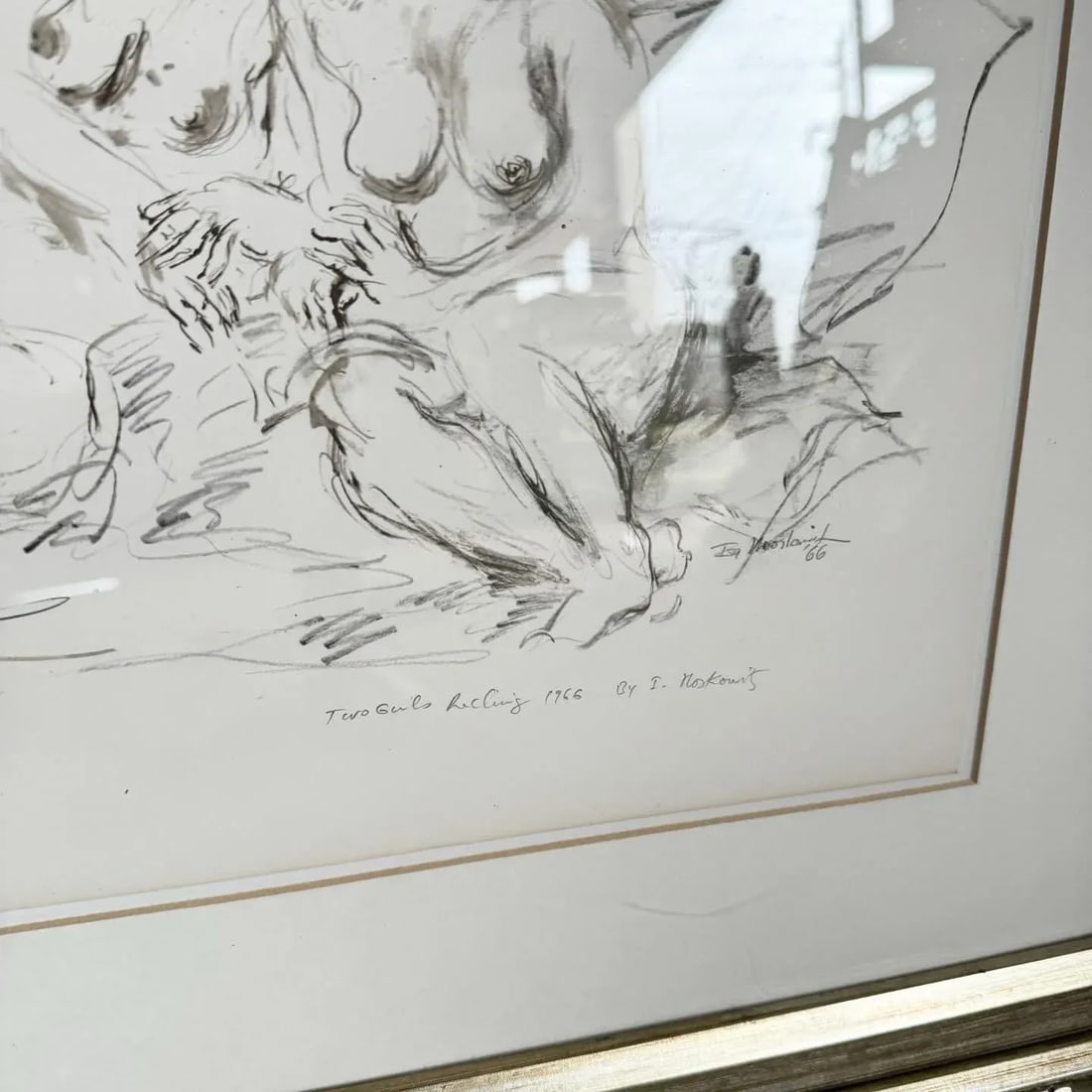 Framed Nude Art "two Girls Reclining" by Ira Moskowitz - 5