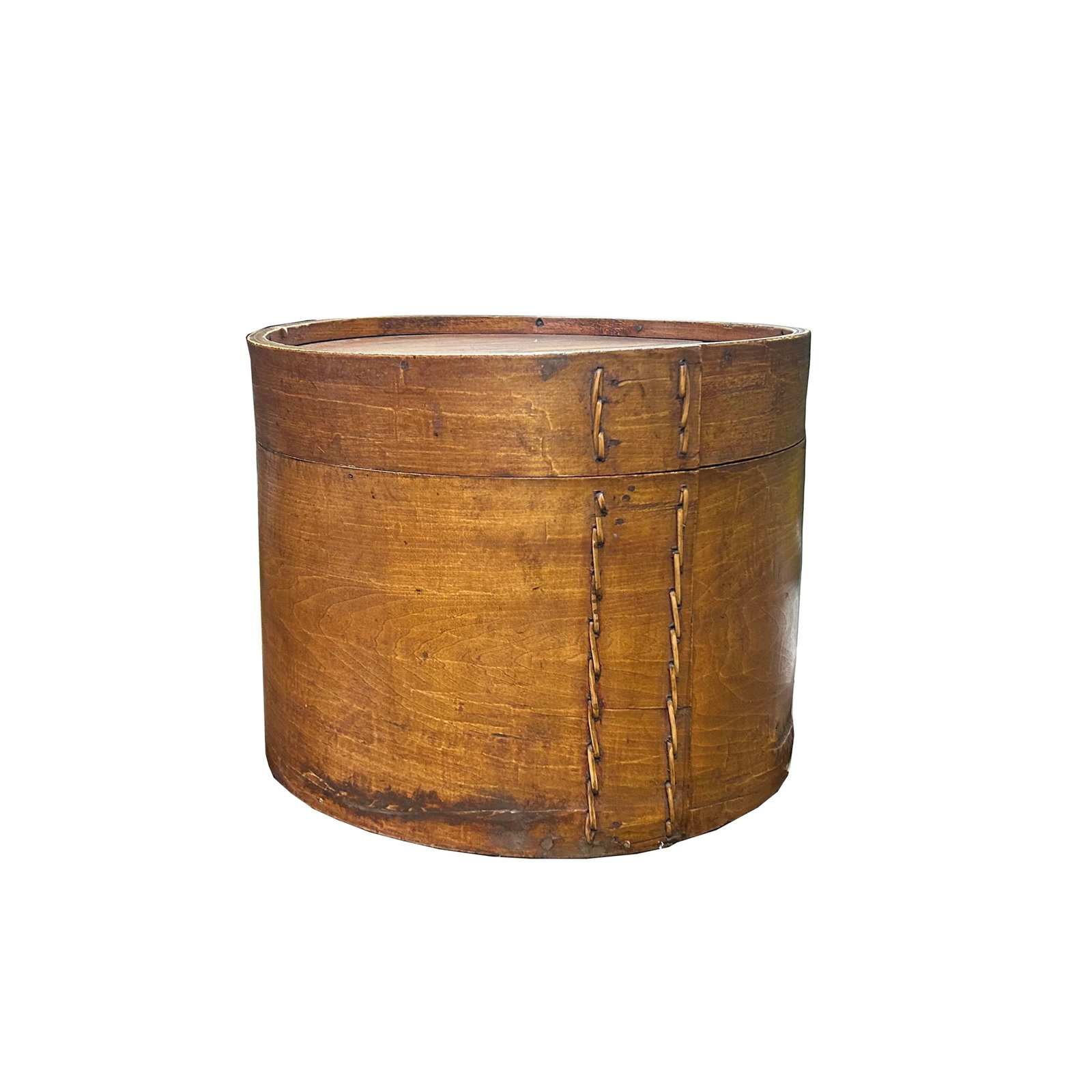 Vintage Chinese Kids Play W Kirin Graphic Round Wood Box Bucket - 2